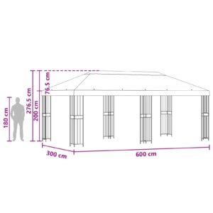 Sodo Paviljonas 6 x 3 m Taupe Poliesteris ir plienas 190 gsm