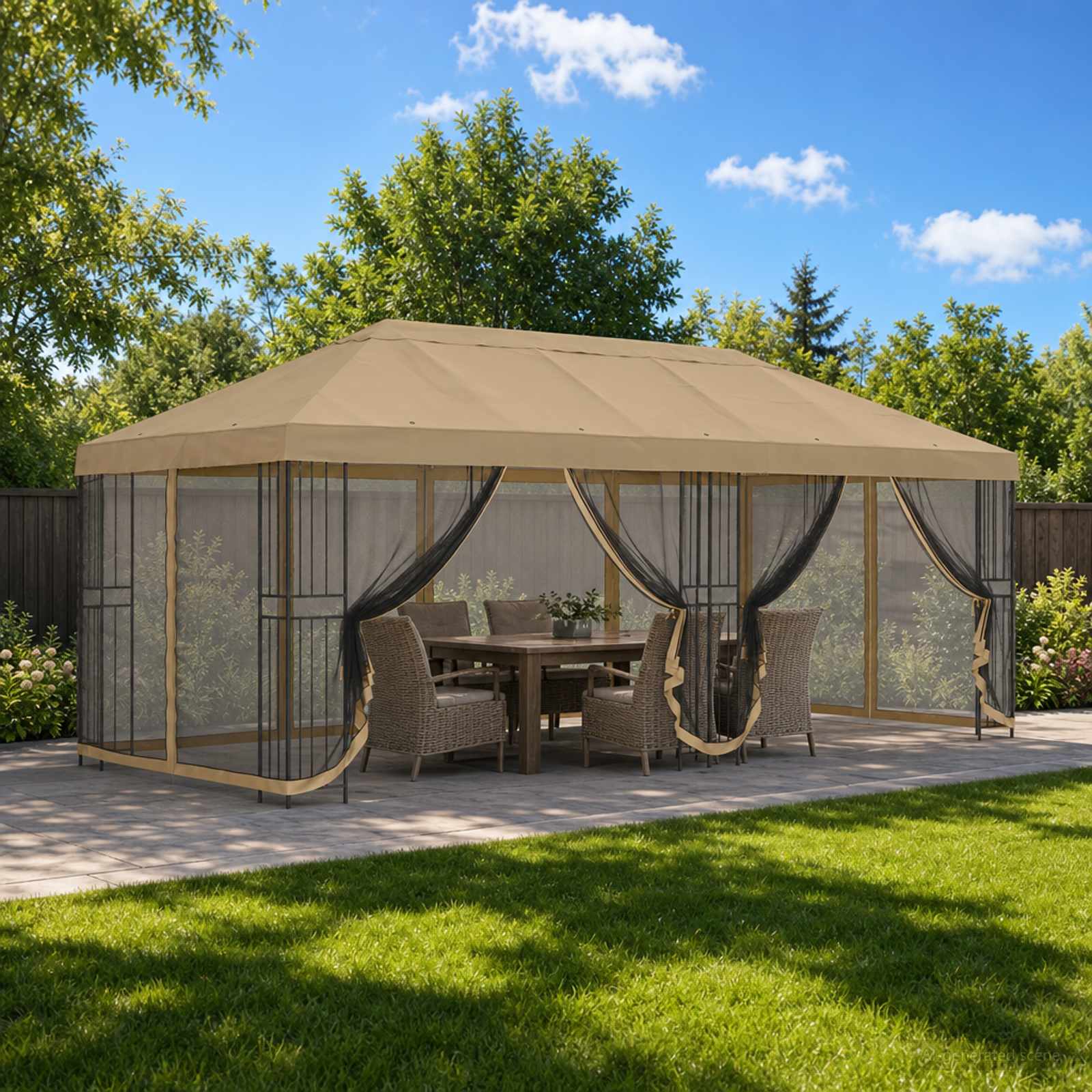 Paviljonas su šoninėmis sienelėmis 6 x 3 m Smėlio Paviljonas su šoninėmis sienelėmis 6 x 3 m Smėlio - Image 2