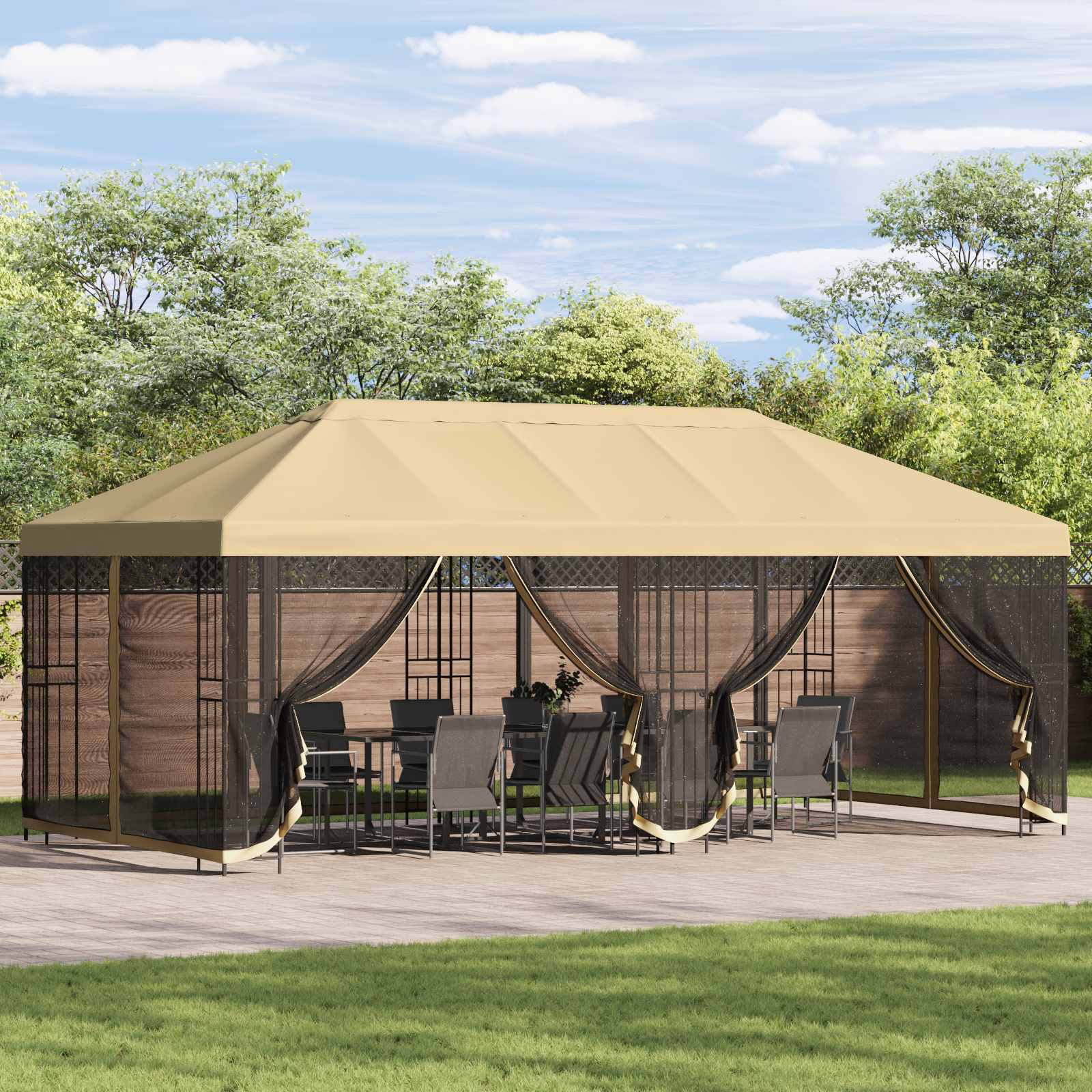 Paviljonas su šoninėmis sienelėmis 6 x 3 m Kreminė Paviljonas su šoninėmis sienelėmis 6 x 3 m Kreminė - Image 2