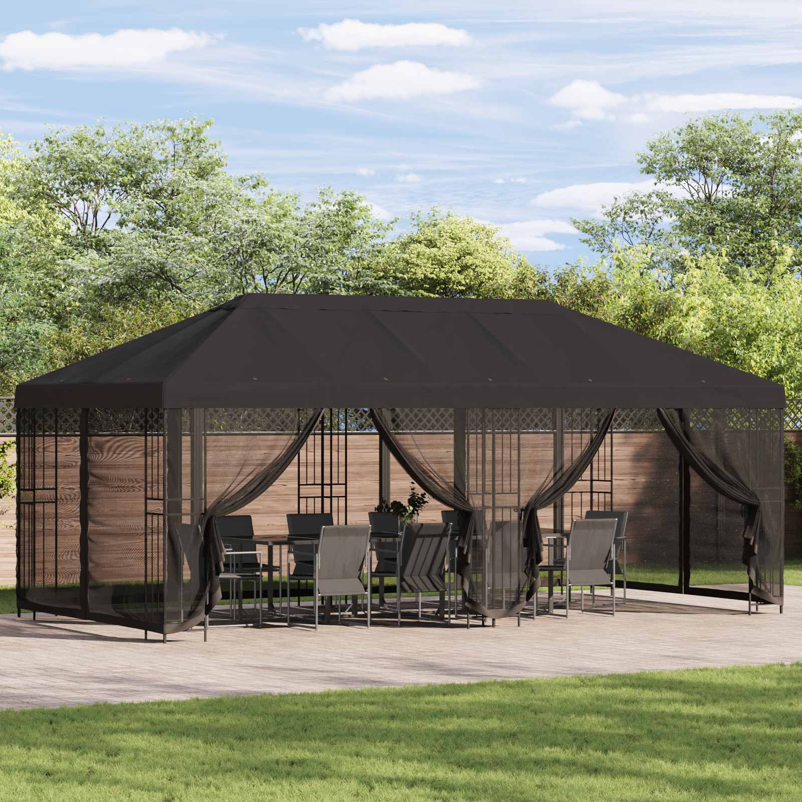 Paviljonas su šoninėmis sienelėmis 6 x 3 m Antracito Paviljonas su šoninėmis sienelėmis 6 x 3 m Antracito - Image 2