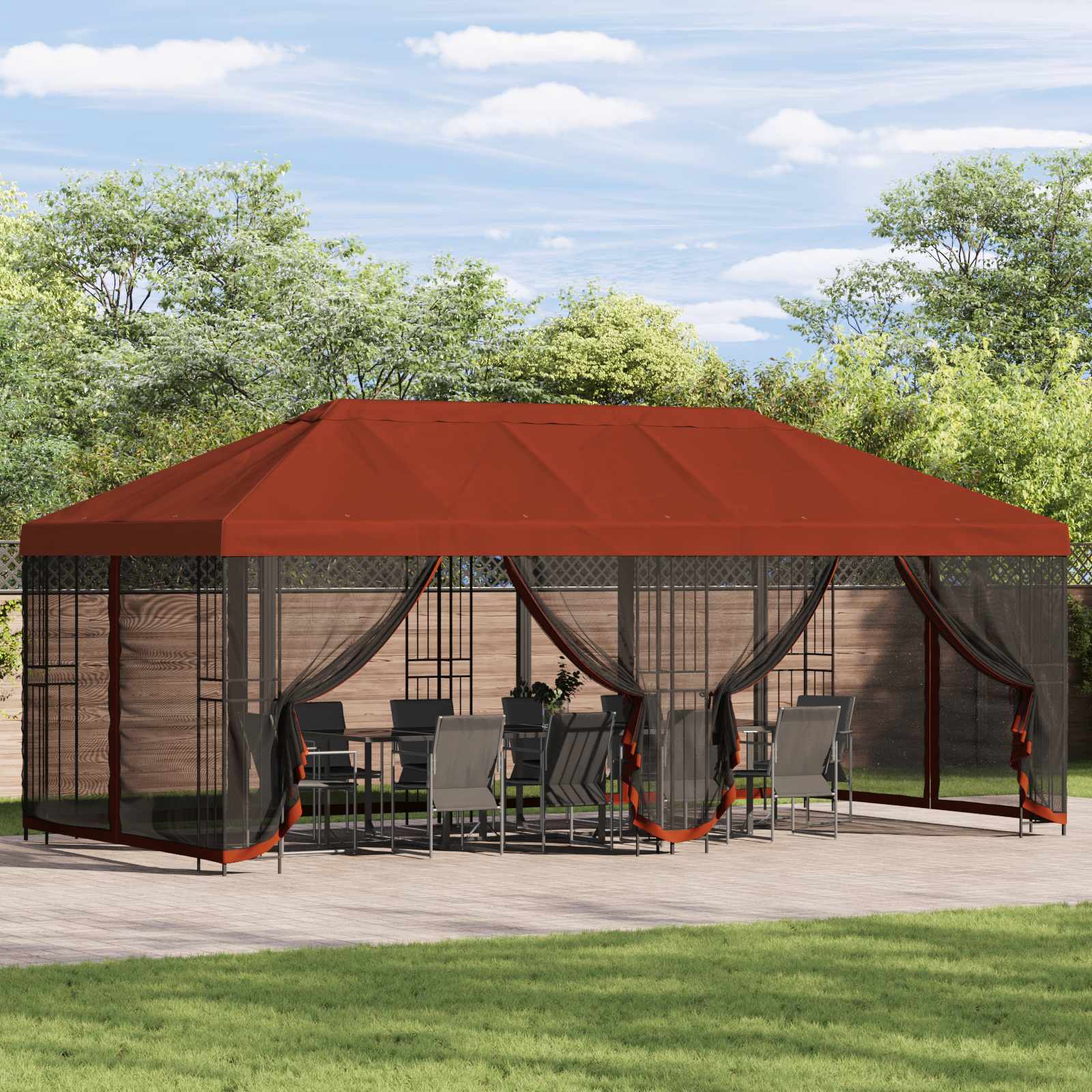 Paviljonas su šoninėmis sienelėmis 6 x 3 m Terakotos Paviljonas su šoninėmis sienelėmis 6 x 3 m Terakotos - Image 2