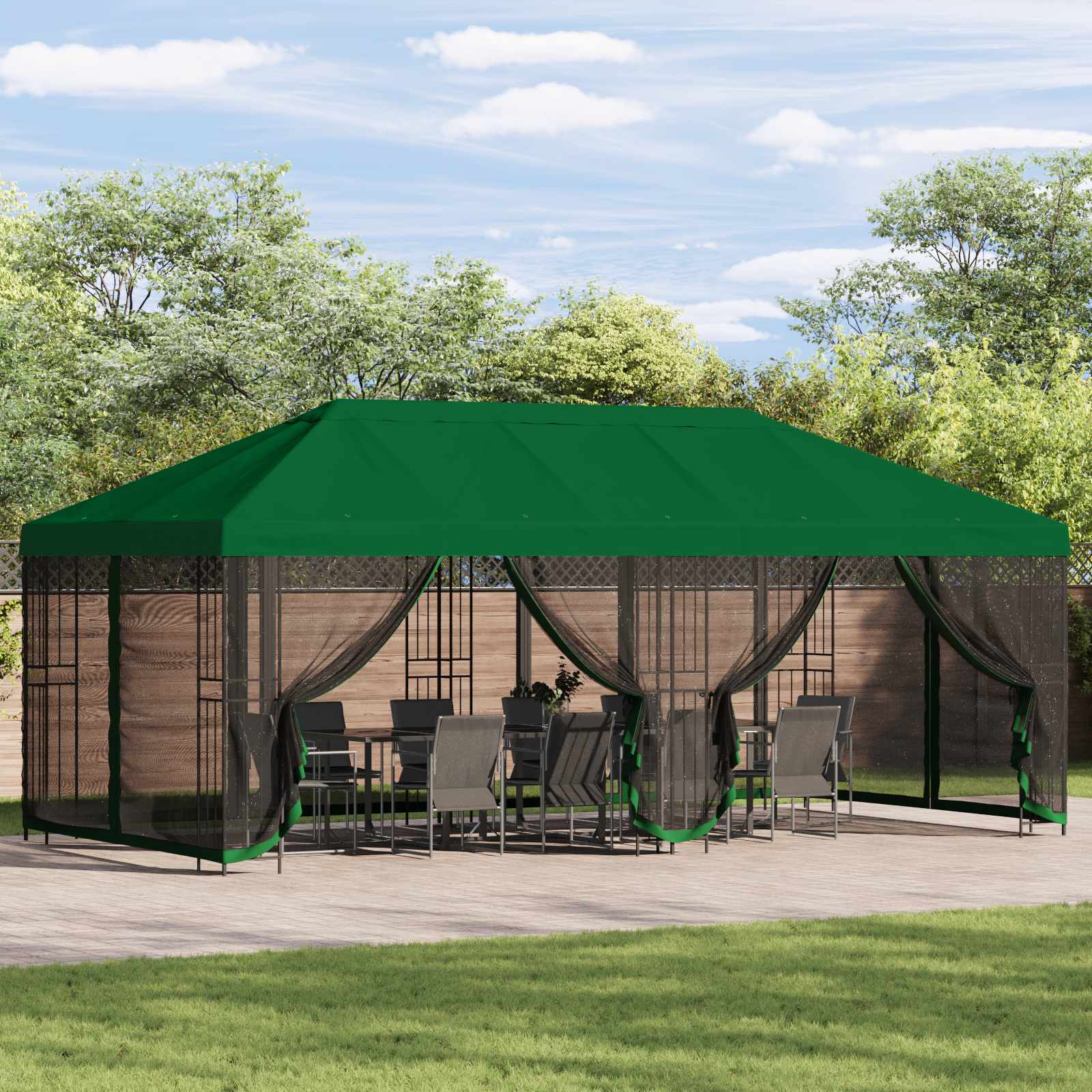Paviljonas su šoninėmis sienelėmis 6 x 3 m Žalia Paviljonas su šoninėmis sienelėmis 6 x 3 m Žalia - Image 2