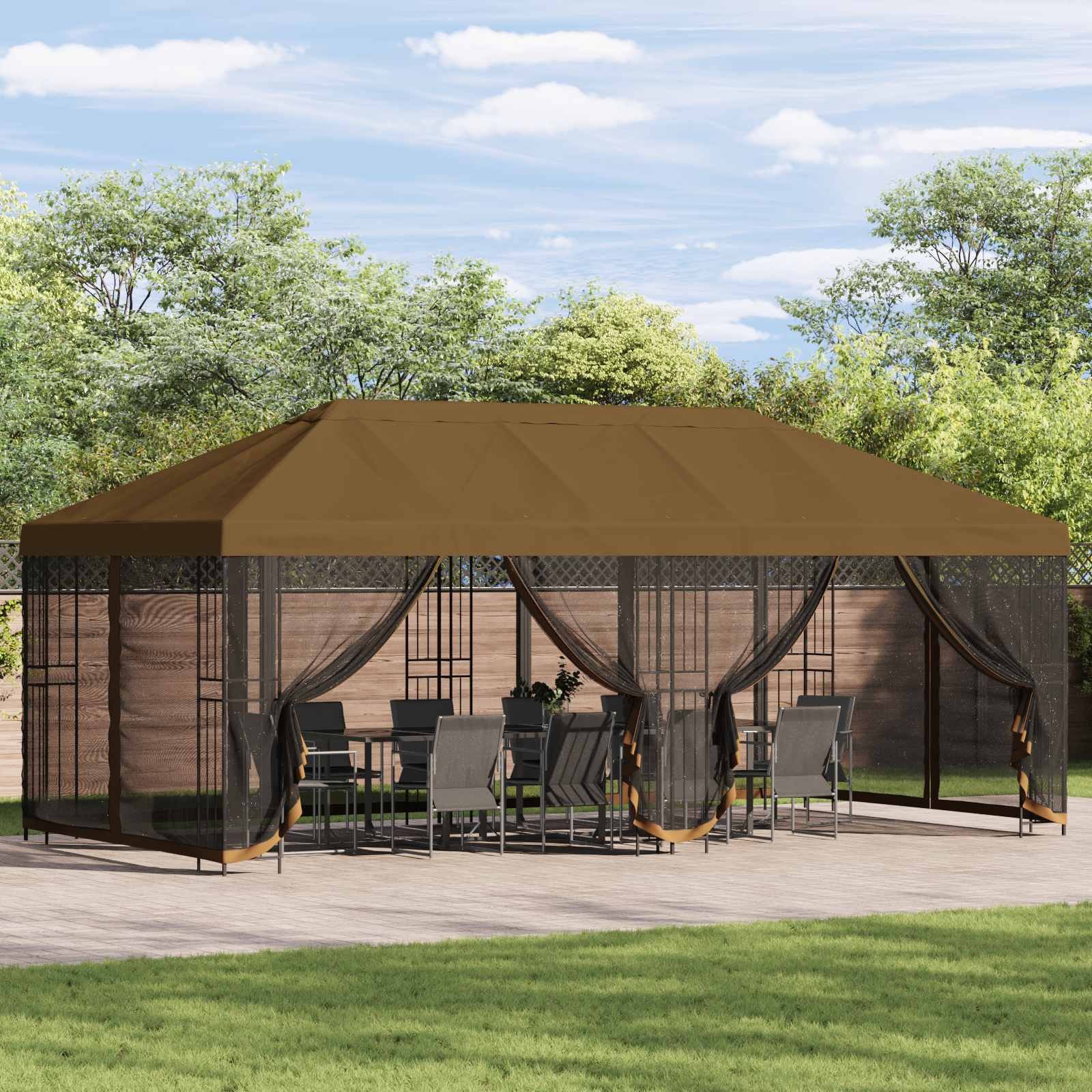 Paviljonas su šoninėmis sienelėmis 6 x 3 m Taupe Paviljonas su šoninėmis sienelėmis 6 x 3 m Taupe - Image 2