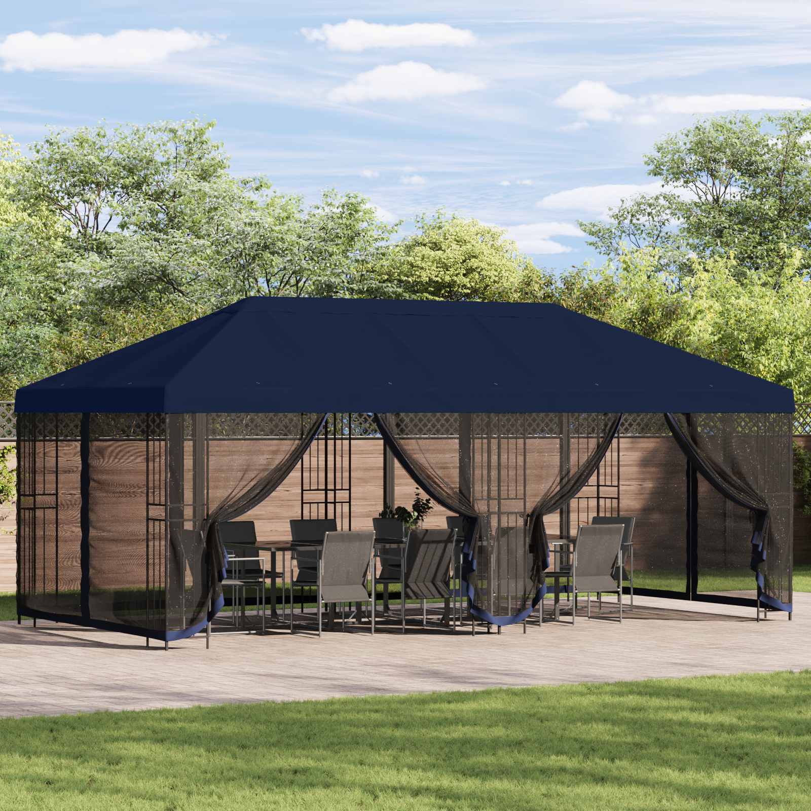 Paviljonas su šoninėmis sienelėmis 6 x 3 m Mėlyna Paviljonas su šoninėmis sienelėmis 6 x 3 m Mėlyna - Image 2