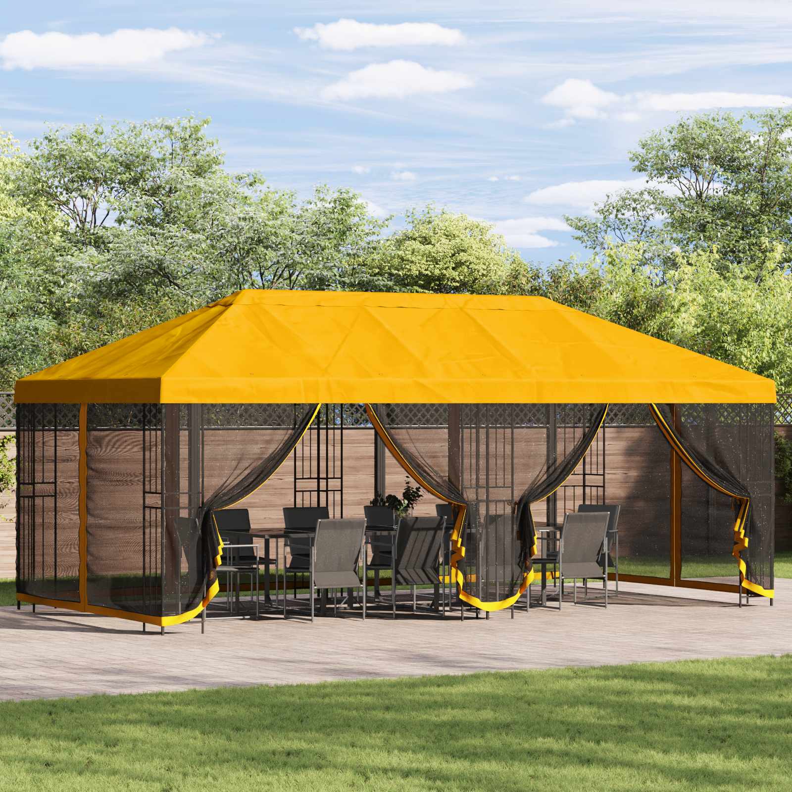 Paviljonas su šoninėmis sienelėmis 6 x 3 m Geltona Paviljonas su šoninėmis sienelėmis 6 x 3 m Geltona - Image 2