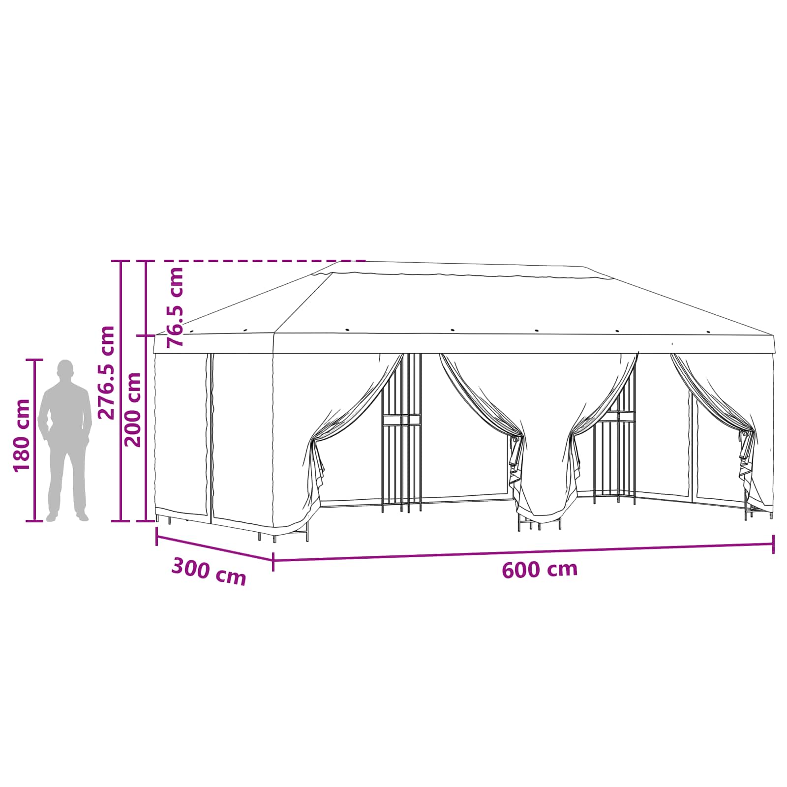 Paviljonas su šoninėmis sienelėmis 6 x 3 m Geltona Paviljonas su šoninėmis sienelėmis 6 x 3 m Geltona