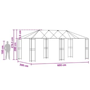 Paviljono rėmas be paviljono audinio 6 x 3 m Juoda Plienas