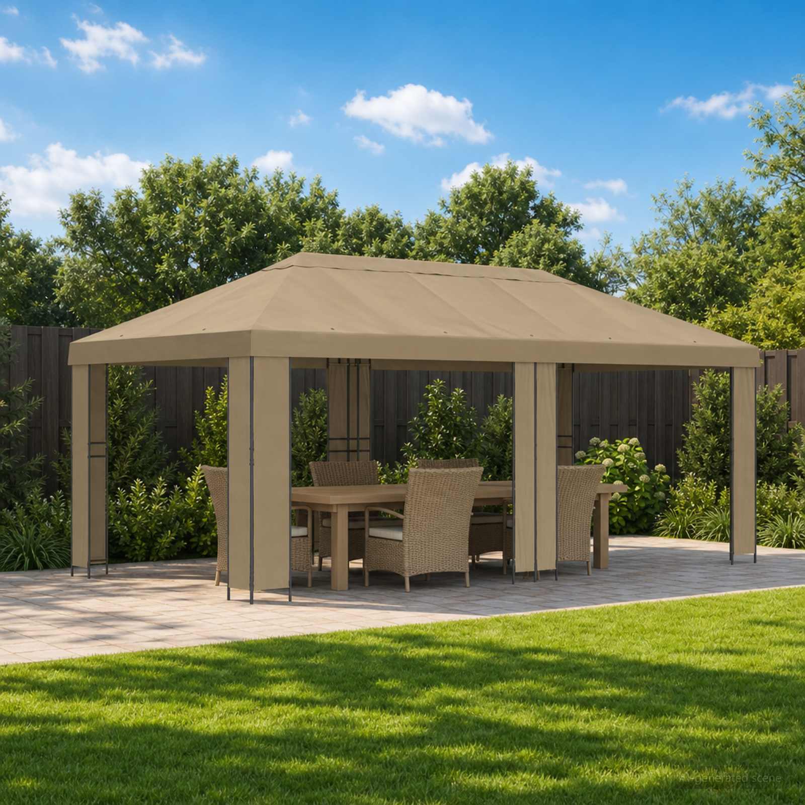 Sodo Paviljonas 6 x 3 m Smėlio Poliesteris ir plienas 190 gsm Sodo Paviljonas 6 x 3 m Smėlio Poliesteris ir plienas 190 gsm - Image 2