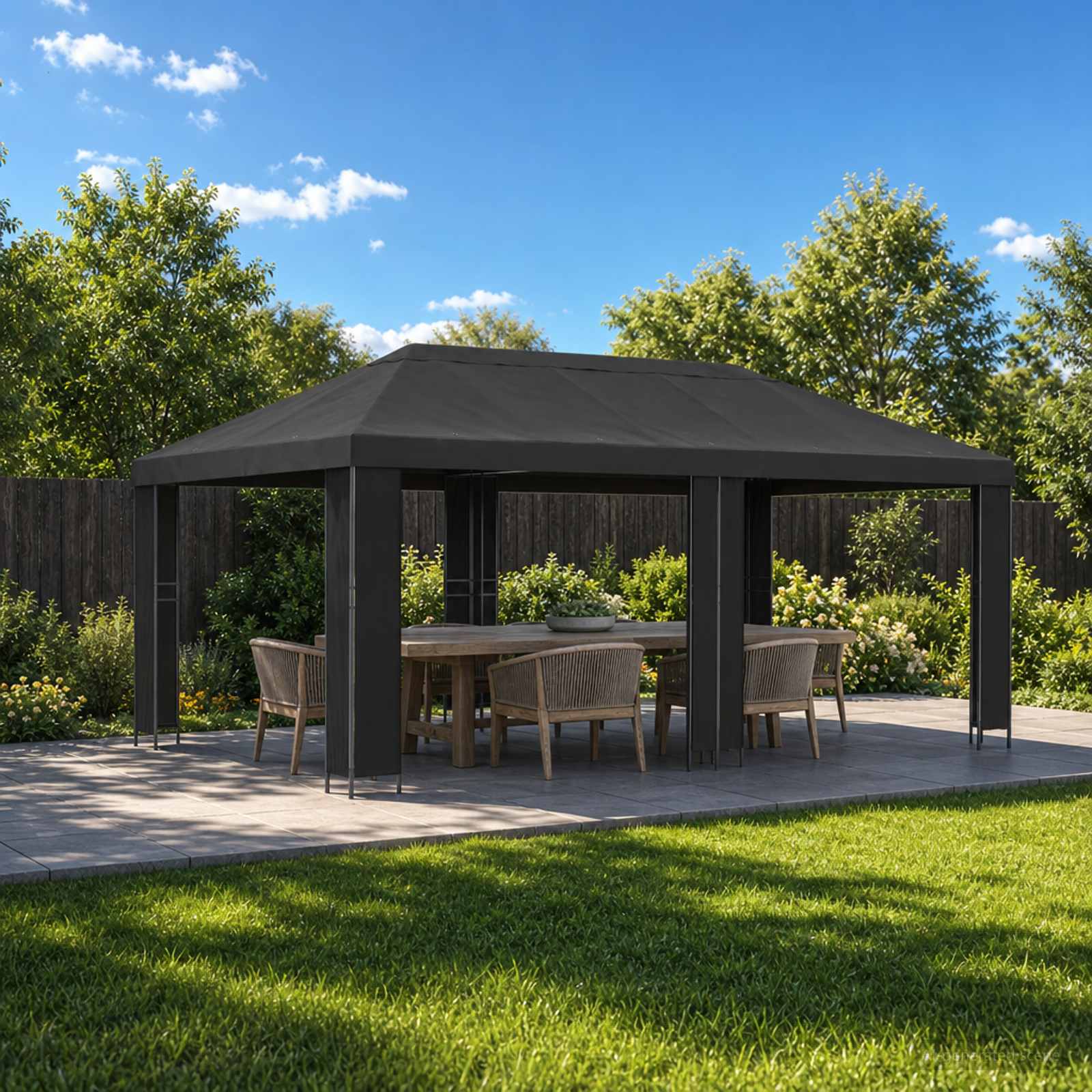 Sodo Paviljonas 6 x 3 m Antracito Poliesteris ir plienas Sodo Paviljonas 6 x 3 m Antracito Poliesteris ir plienas - Image 2