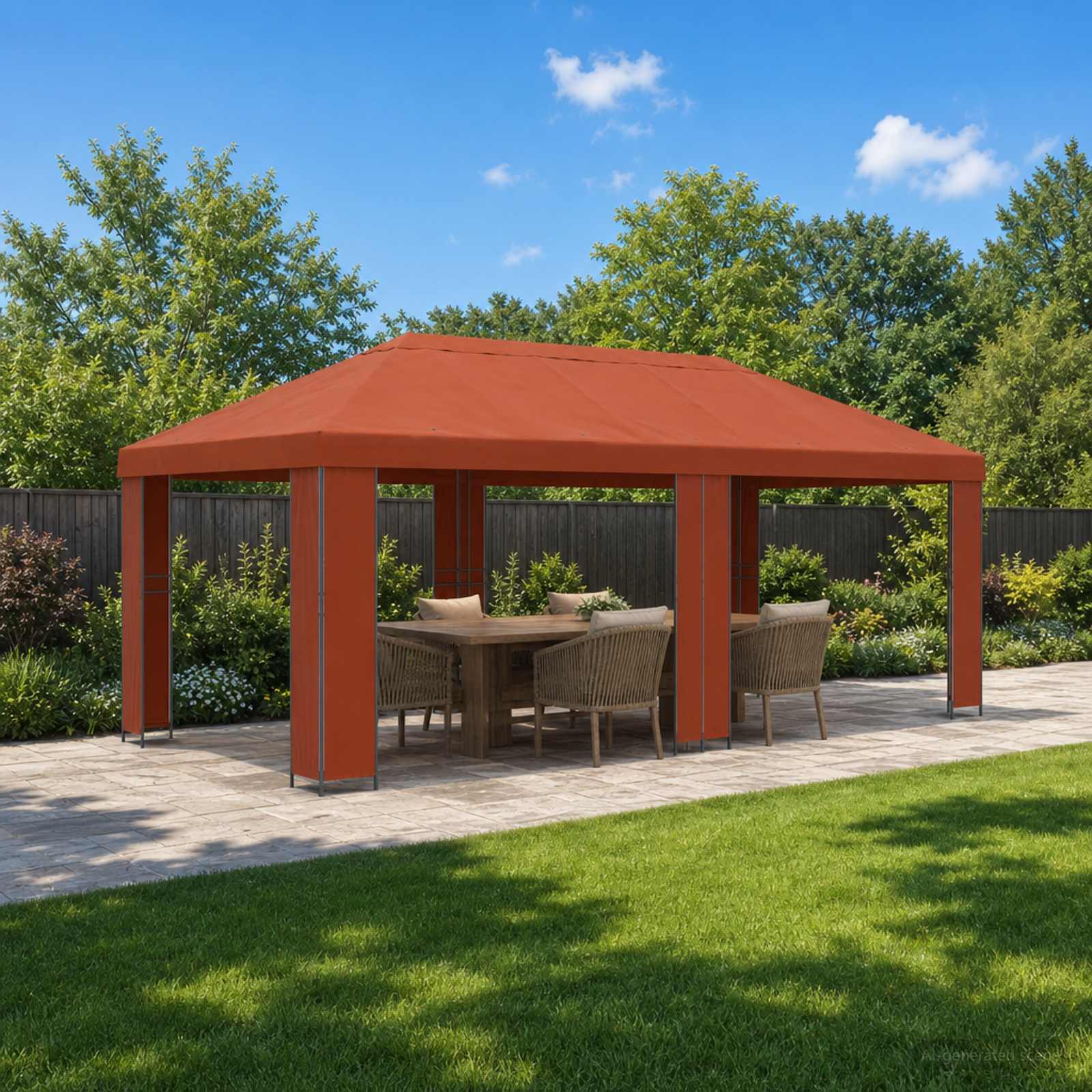 Sodo Paviljonas 6 x 3 m Terakotos Poliesteris ir plienas Sodo Paviljonas 6 x 3 m Terakotos Poliesteris ir plienas - Image 2