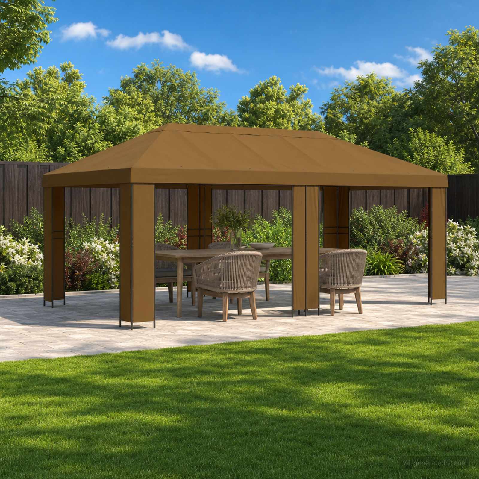 Sodo Paviljonas 6 x 3 m Taupe Poliesteris ir plienas 190 gsm Sodo Paviljonas 6 x 3 m Taupe Poliesteris ir plienas 190 gsm - Image 2
