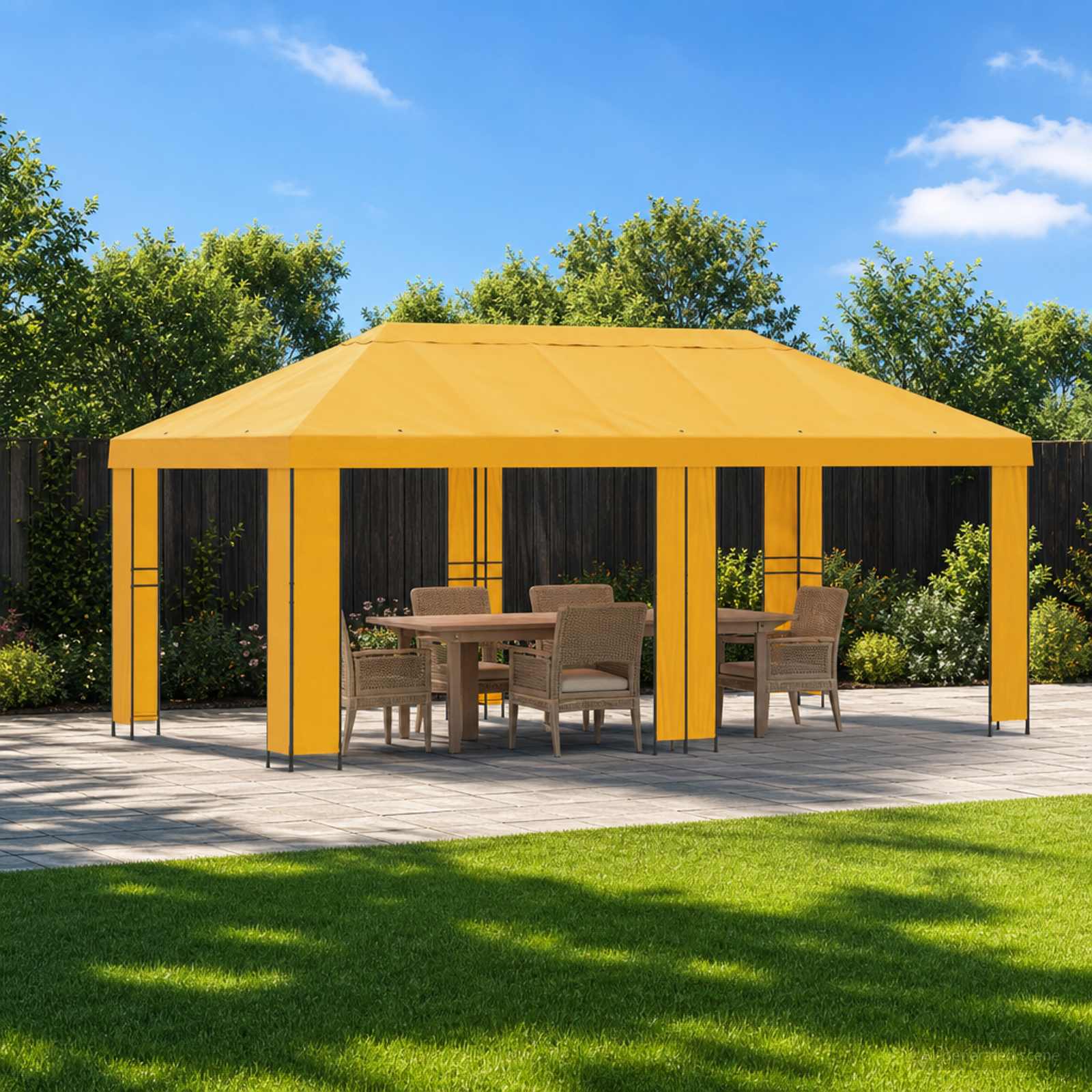 Sodo Paviljonas 6 x 3 m Geltona Poliesteris ir plienas 190 gsm Sodo Paviljonas 6 x 3 m Geltona Poliesteris ir plienas 190 gsm - Image 2