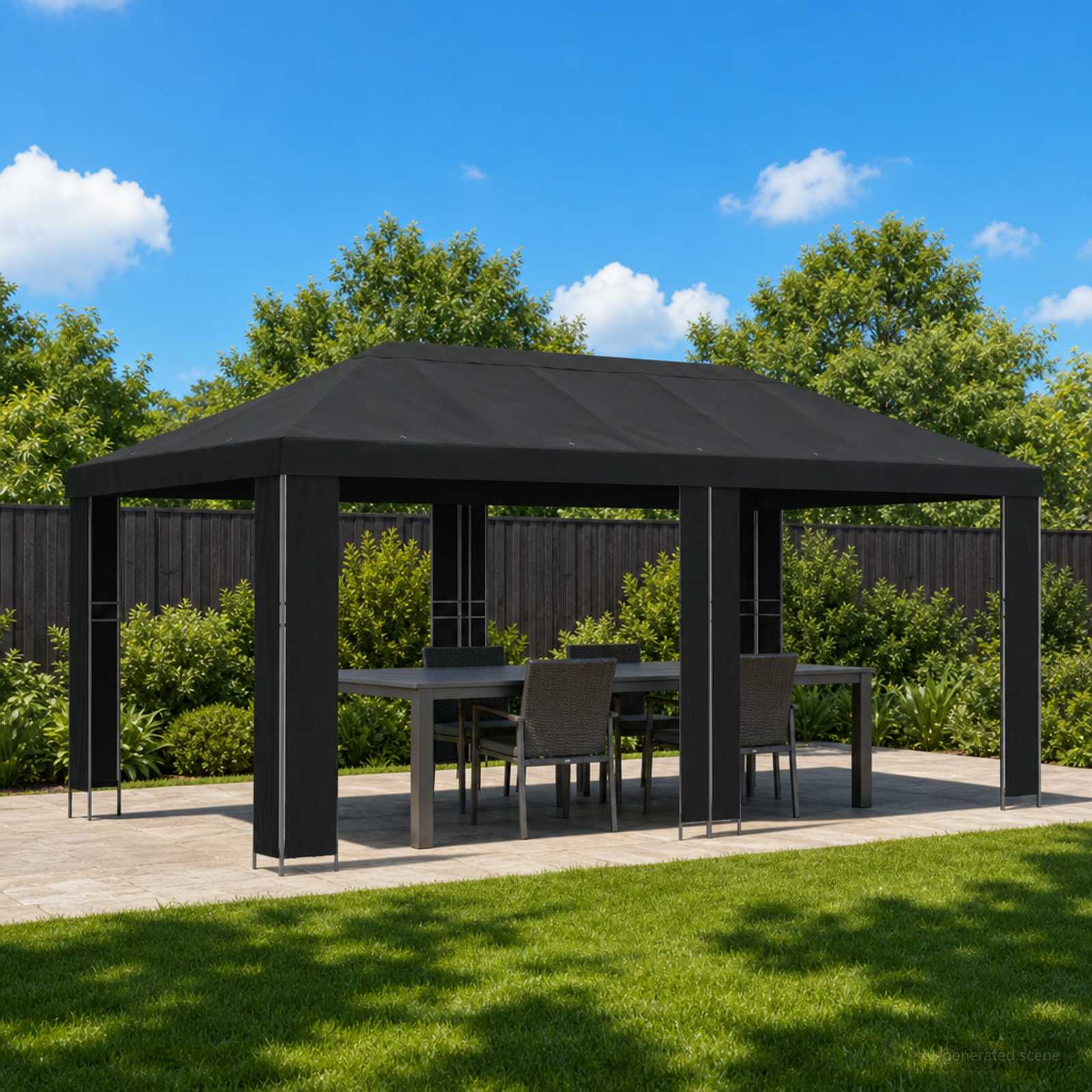 Sodo Paviljonas 6 x 3 m Juoda Poliesteris ir plienas 190 gsm Sodo Paviljonas 6 x 3 m Juoda Poliesteris ir plienas 190 gsm - Image 2