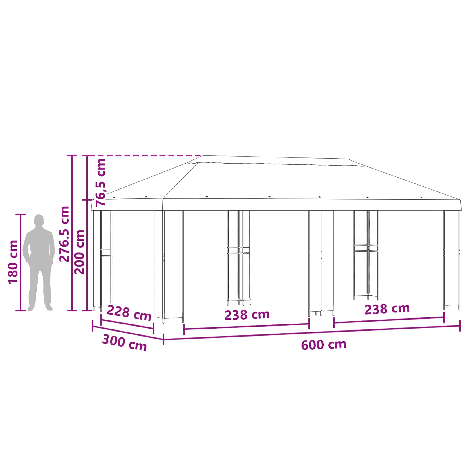 Sodo Paviljonas 6 x 3 m Vyšninė Poliesteris ir plienas 190 gsm Sodo Paviljonas 6 x 3 m Vyšninė Poliesteris ir plienas 190 gsm