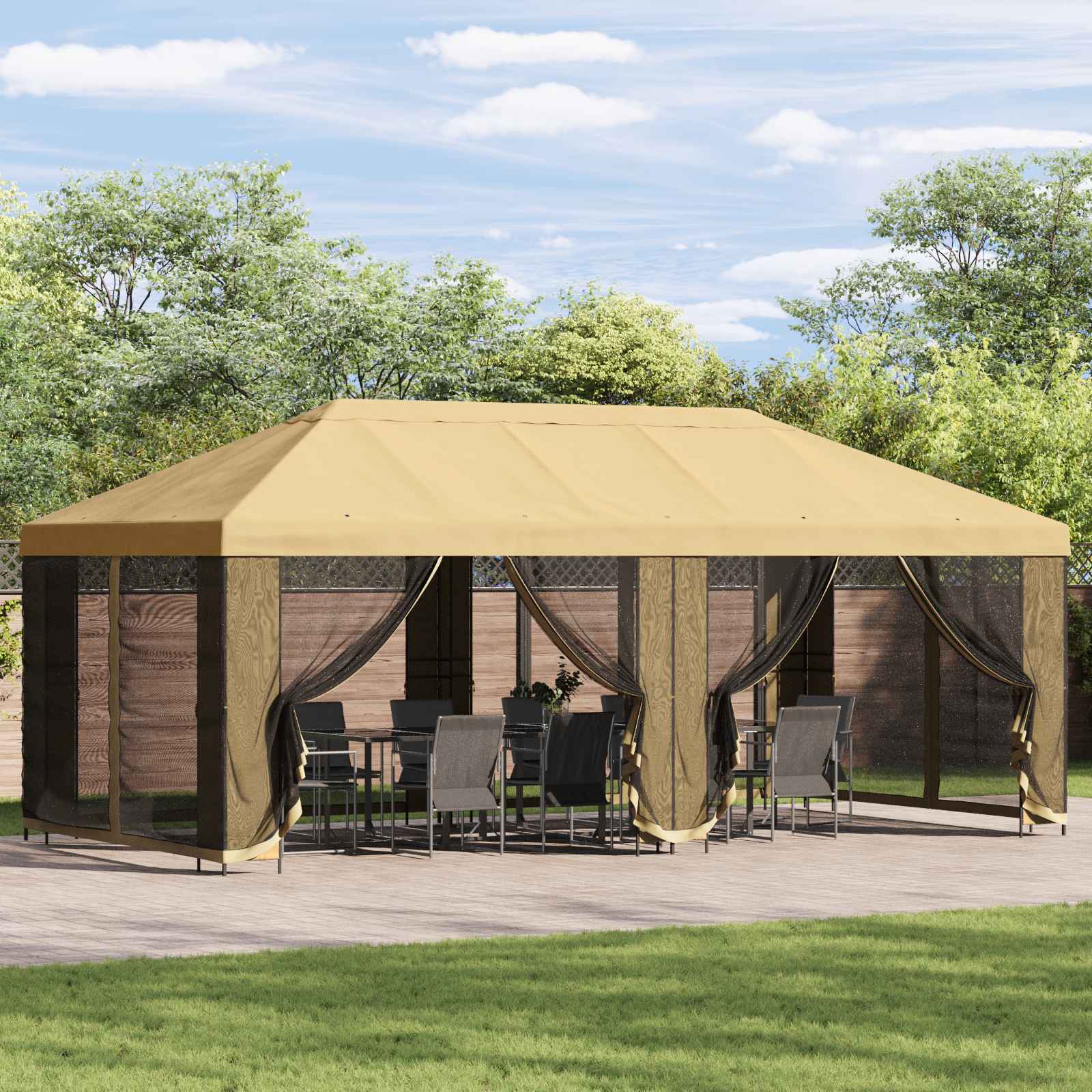 Sodo pavėsinė su šoninėmis sienelėmis 6 x 3 m Kreminė Sodo pavėsinė su šoninėmis sienelėmis 6 x 3 m Kreminė - Image 2