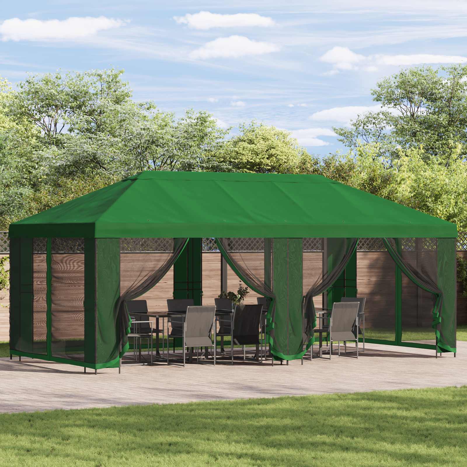 Sodo pavėsinė su šoninėmis sienelėmis 6 x 3 m Žalia Sodo pavėsinė su šoninėmis sienelėmis 6 x 3 m Žalia - Image 2