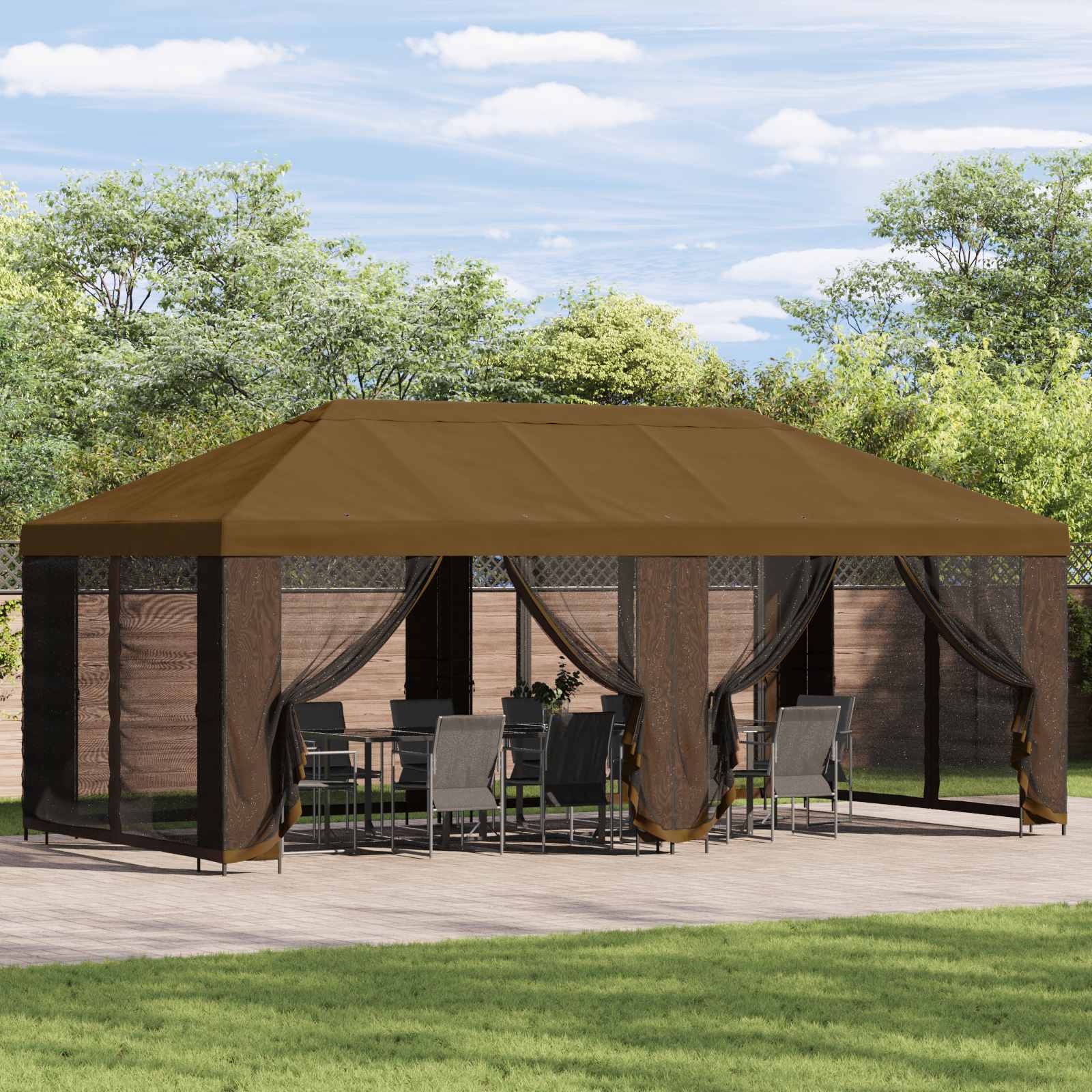 Sodo pavėsinė su šoninėmis sienelėmis 6 x 3 m Taupe Sodo pavėsinė su šoninėmis sienelėmis 6 x 3 m Taupe - Image 2