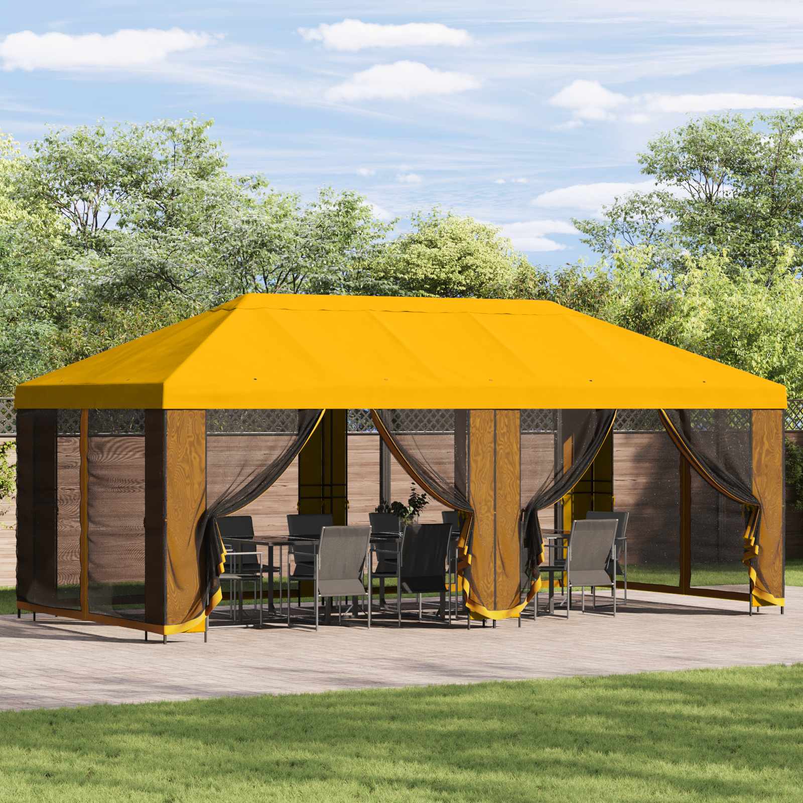 Sodo pavėsinė su šoninėmis sienelėmis 6 x 3 m Geltona Sodo pavėsinė su šoninėmis sienelėmis 6 x 3 m Geltona - Image 2