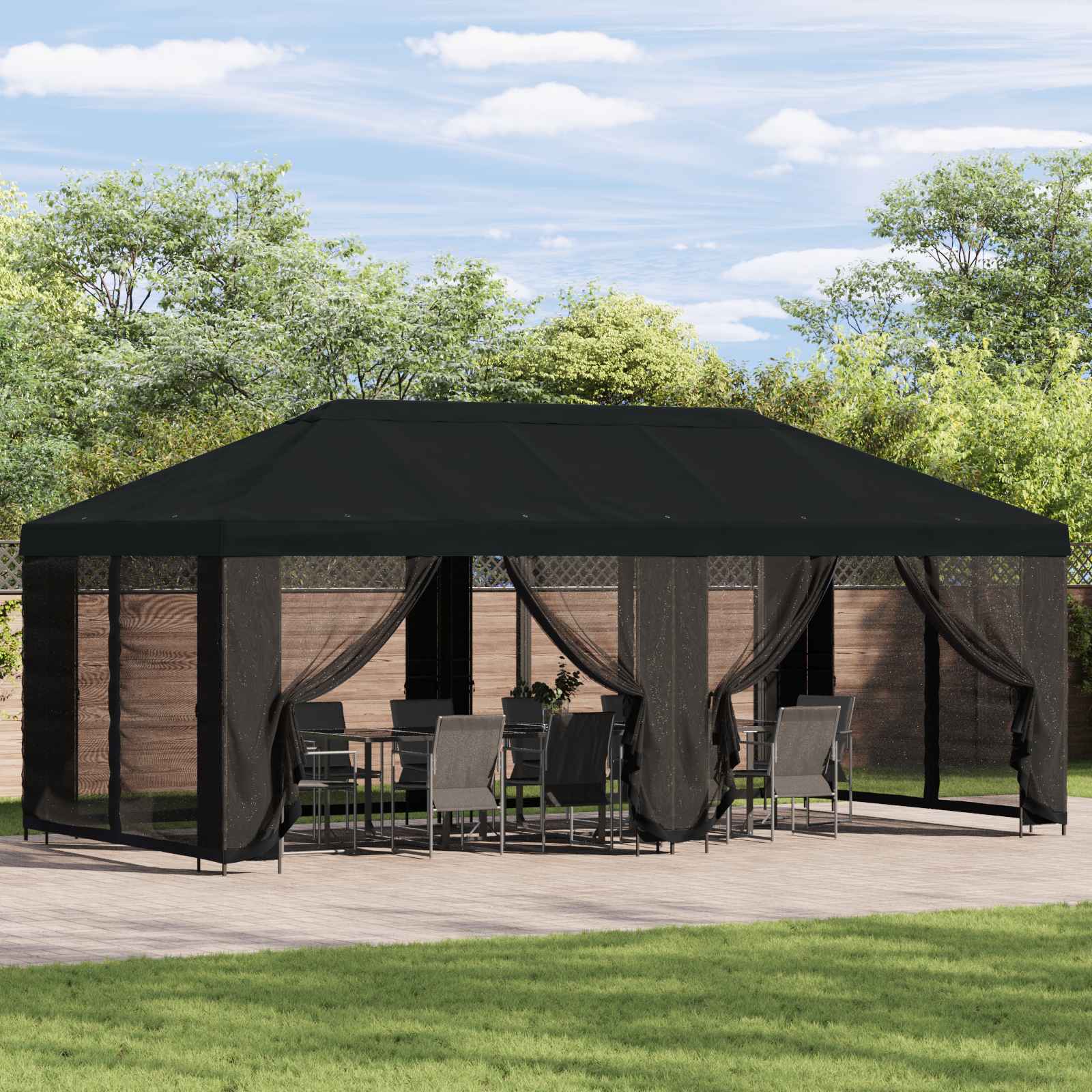 Sodo pavėsinė su šoninėmis sienelėmis 6 x 3 m Juoda Sodo pavėsinė su šoninėmis sienelėmis 6 x 3 m Juoda - Image 2