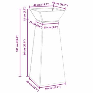 Stulpinis sodinukas 2 vnt. Juoda 40 x 40 x 100 cm