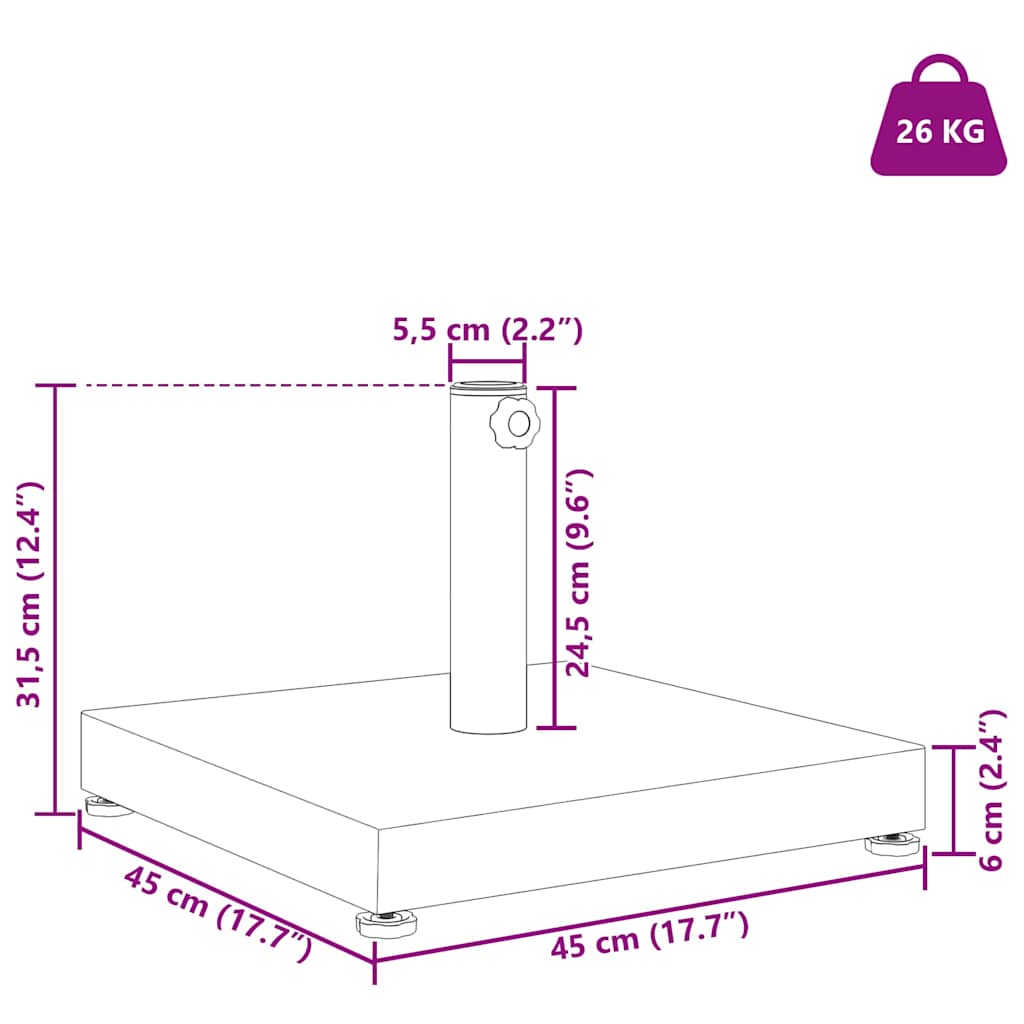 Skėčio pagrindas Juoda 45 x 45 x 31,5 cm Skėčio pagrindas Juoda 45 x 45 x 31,5 cm