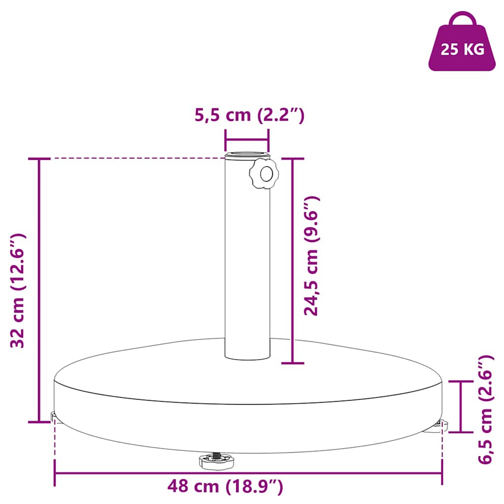 Skėčio pagrindas 24.35 kg Tamsiai pilka mediena Apvali Skėčio pagrindas 24.35 kg Tamsiai pilka mediena Apvali