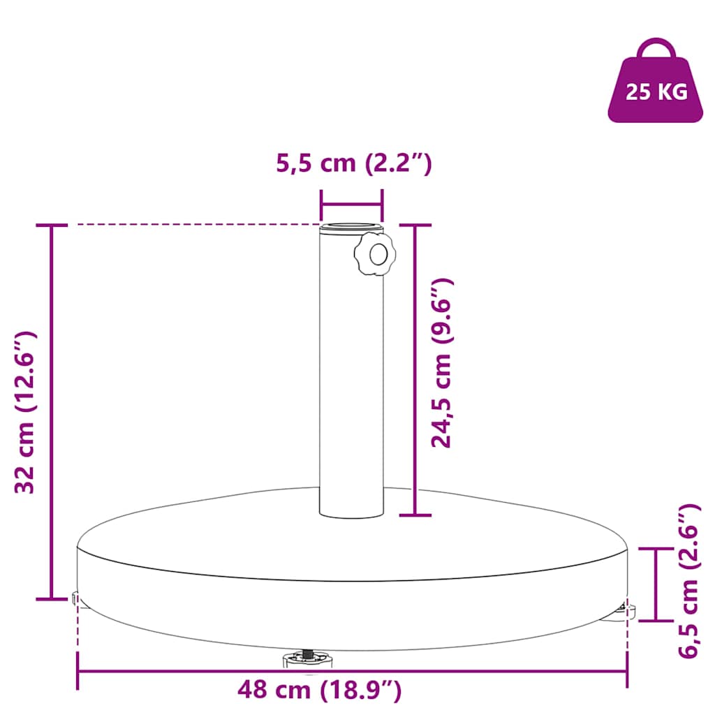 Skėčio pagrindas 24.6 kg Tamsiai pilka Apvali Skėčio pagrindas 24.6 kg Tamsiai pilka Apvali