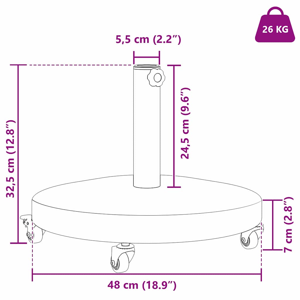 Skėčio pagrindas 24.8 kg Tamsiai pilka mediena Apvali Skėčio pagrindas 24.8 kg Tamsiai pilka mediena Apvali