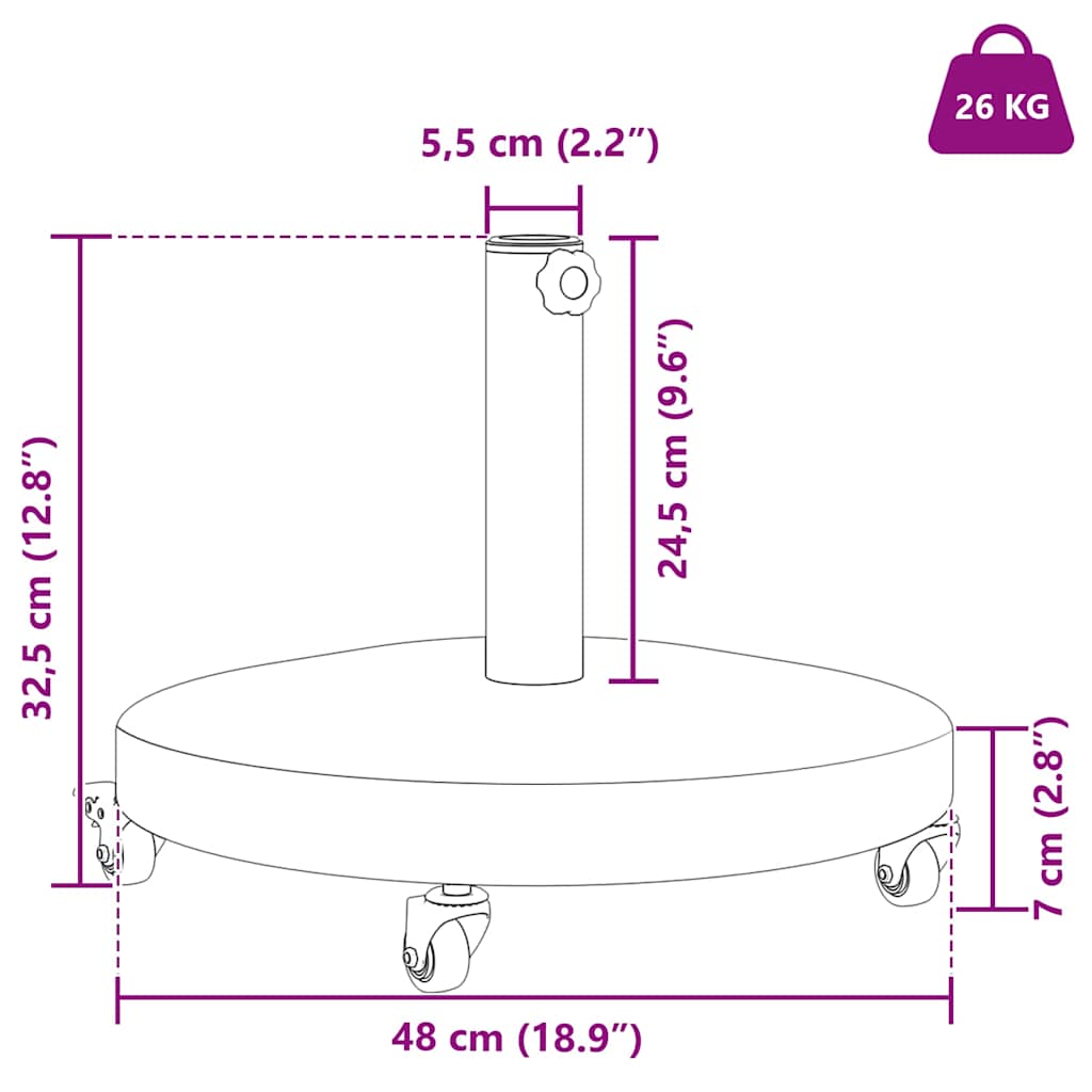 Skėčio pagrindas 24.45 kg Tamsiai pilka Apvali Reguliuojamas Skėčio pagrindas 24.45 kg Tamsiai pilka Apvali Reguliuojamas