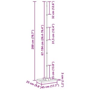 Sodo lygiavimo grėblys Juoda 45 x 25 x 200 cm