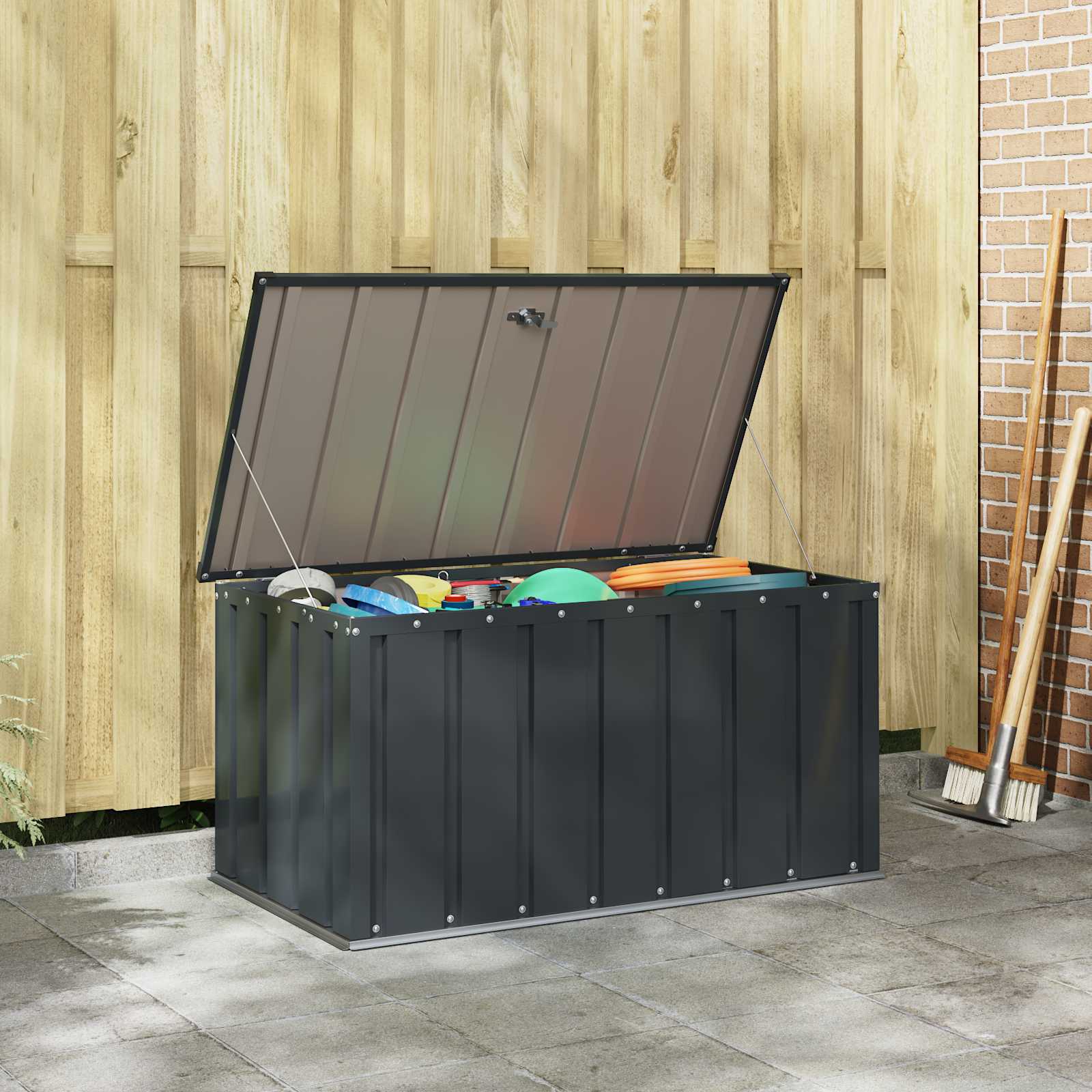 Sodo saugojimo dėžė Juoda 101 x 56,5 x 50 cm Plienas Sodo saugojimo dėžė Juoda 101 x 56,5 x 50 cm Plienas - Image 5