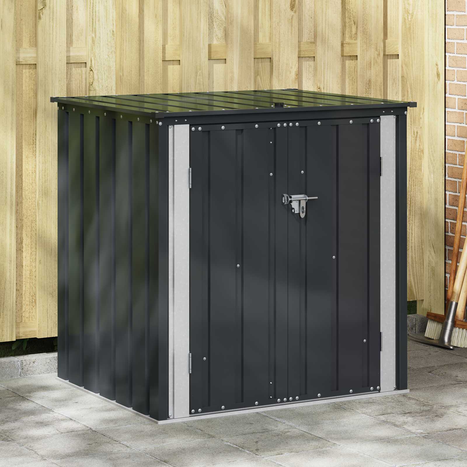 Sodo saugojimo dėžė Juoda 101,5 x 82 x 100 cm Plienas Sodo saugojimo dėžė Juoda 101,5 x 82 x 100 cm Plienas - Image 2