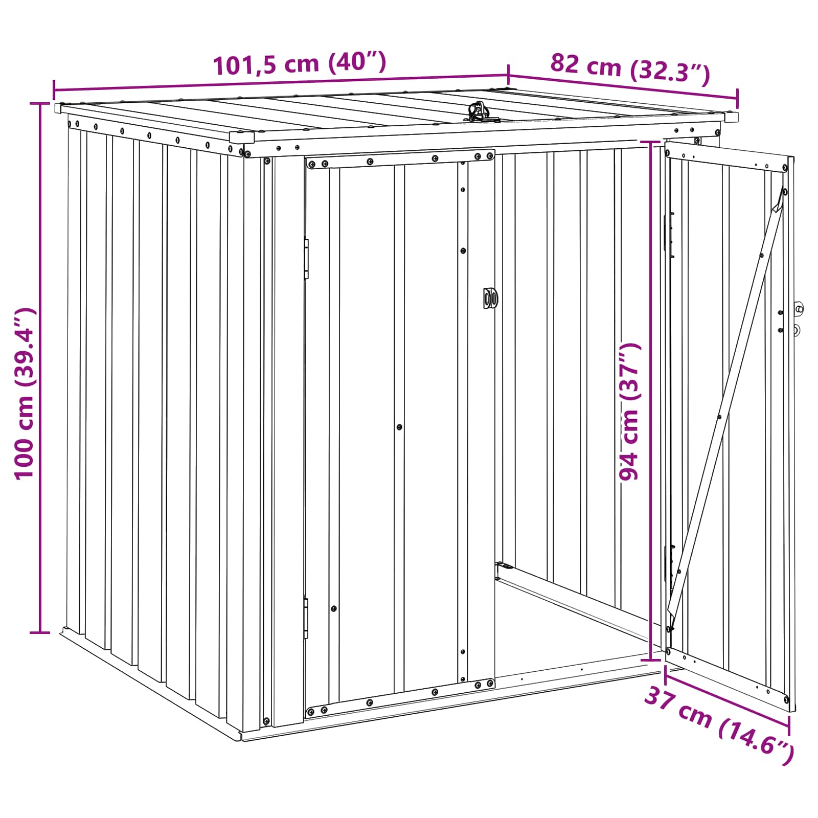 Sodo saugojimo dėžė Juoda 101,5 x 82 x 100 cm Plienas Sodo saugojimo dėžė Juoda 101,5 x 82 x 100 cm Plienas - Image 15