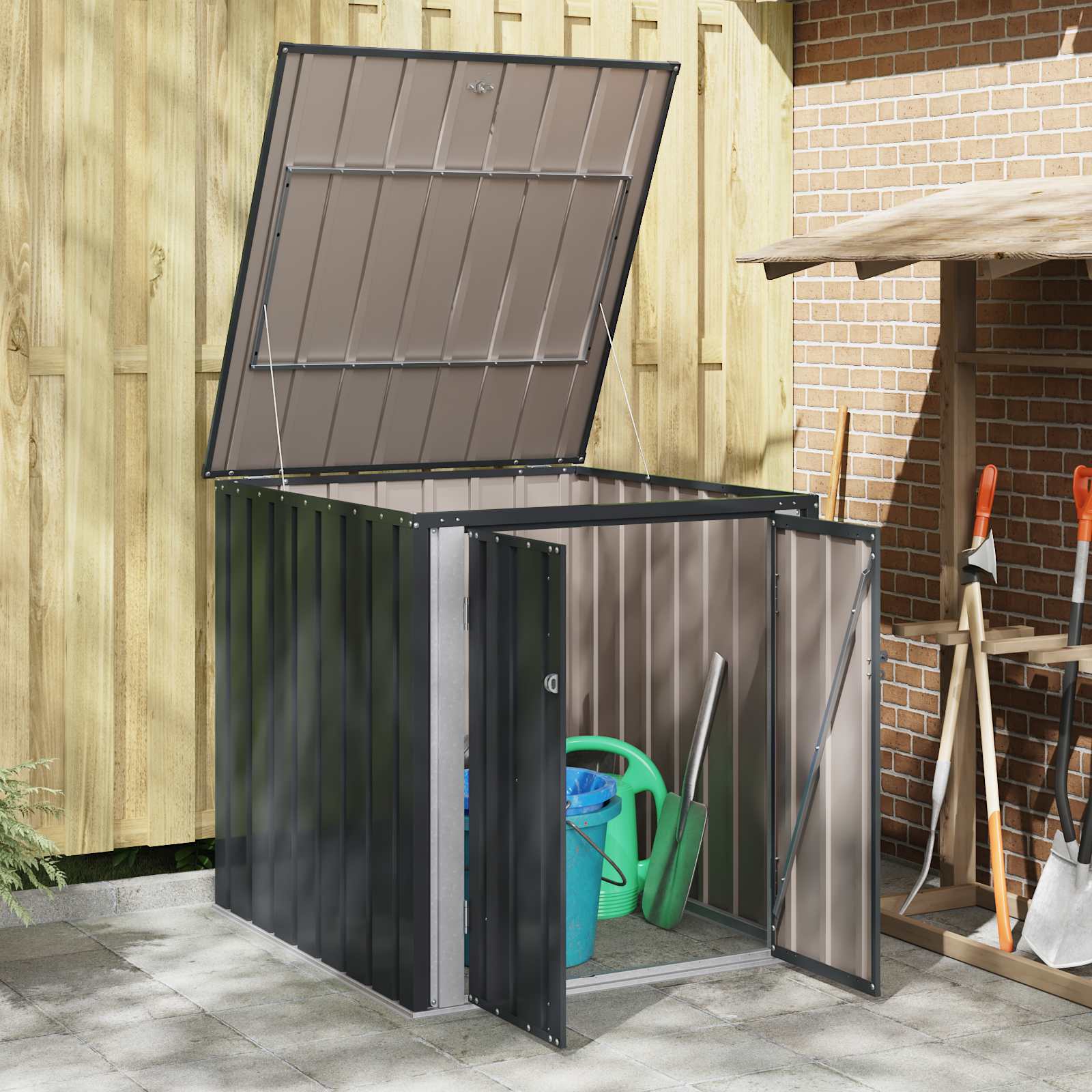 Sodo saugojimo dėžė Juoda 101,5 x 107 x 100 cm Plienas Sodo saugojimo dėžė Juoda 101,5 x 107 x 100 cm Plienas - Image 5