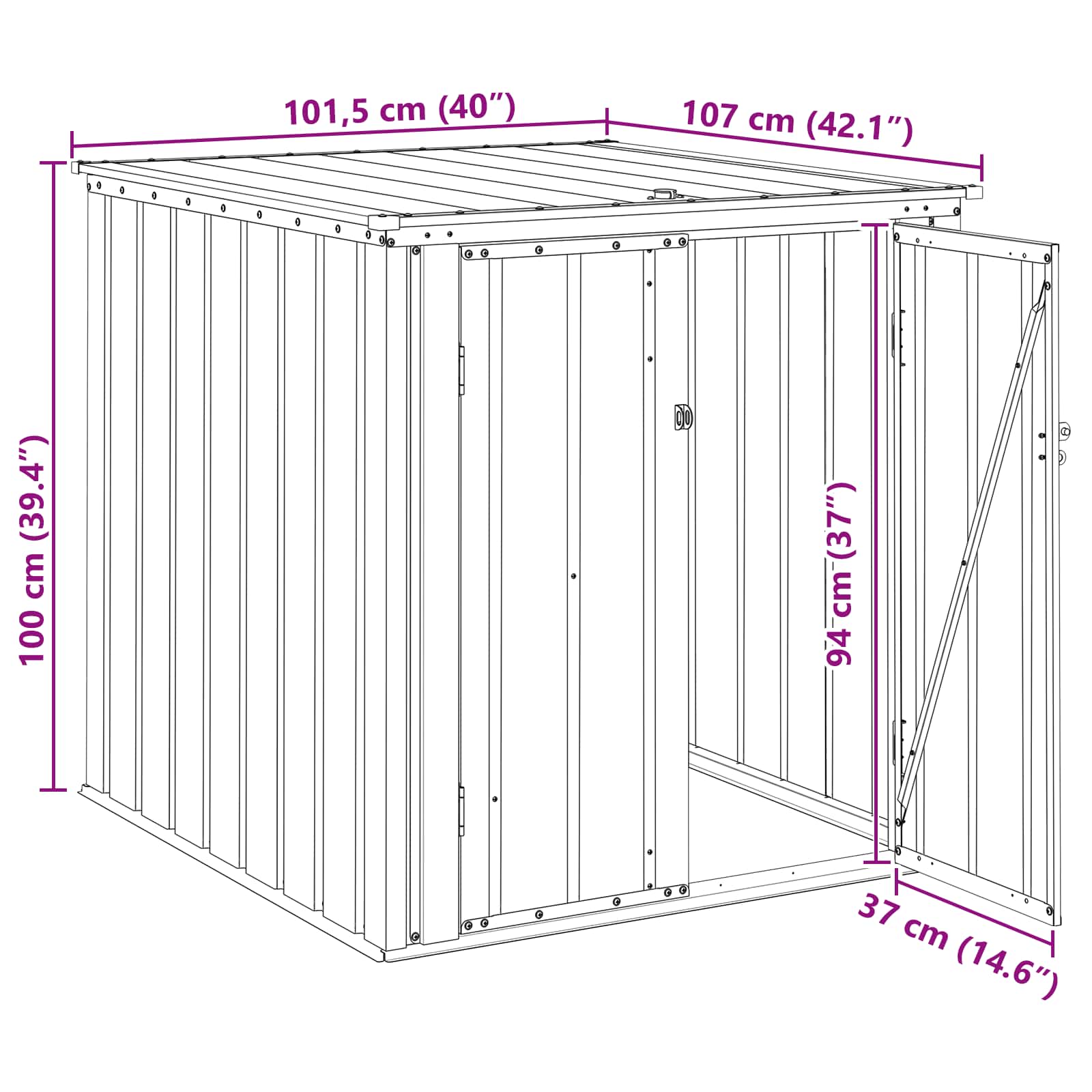 Sodo saugojimo dėžė Juoda 101,5 x 107 x 100 cm Plienas Sodo saugojimo dėžė Juoda 101,5 x 107 x 100 cm Plienas - Image 15