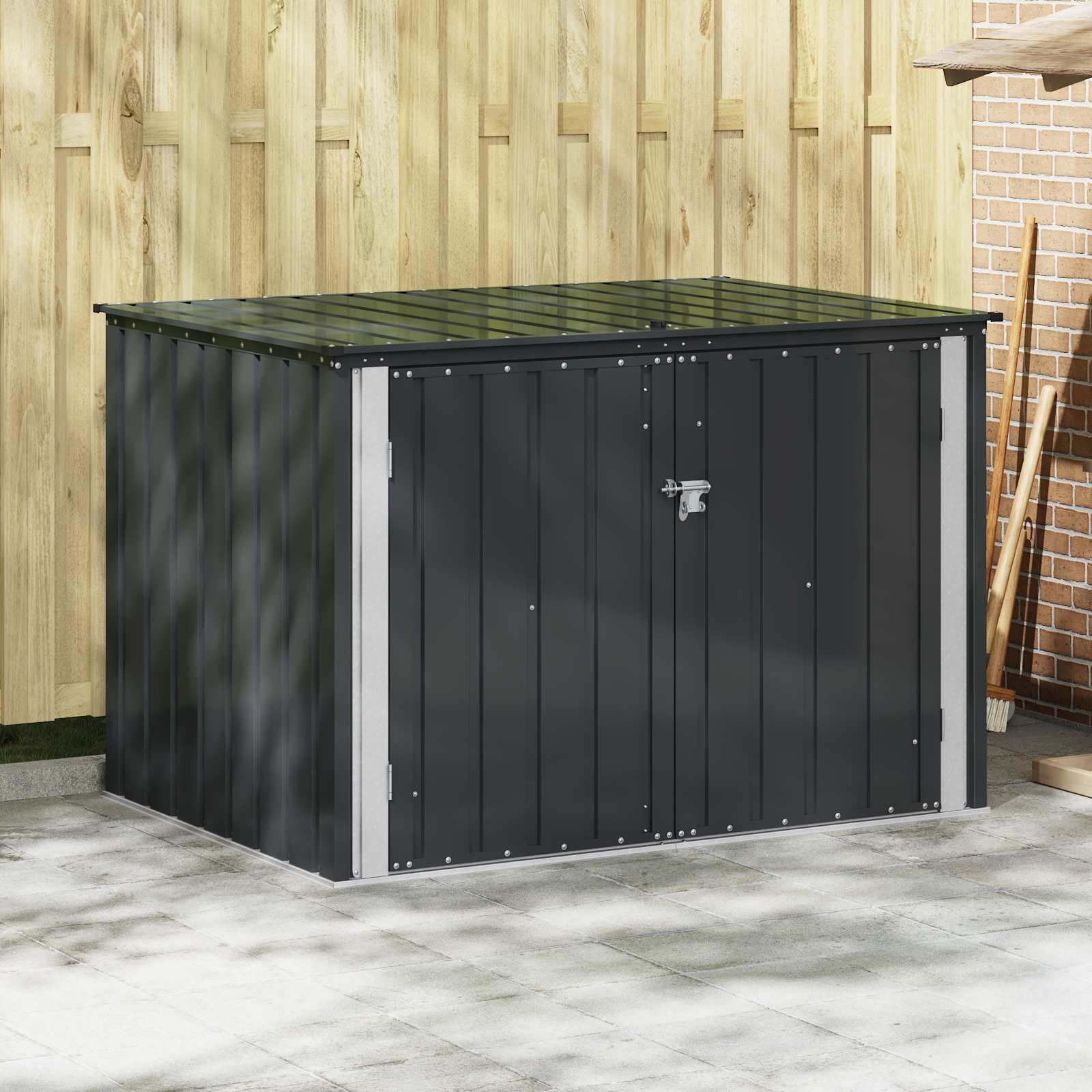 Sodo saugojimo dėžė Juoda 151,5 x 107 x 100 cm Plienas Sodo saugojimo dėžė Juoda 151,5 x 107 x 100 cm Plienas - Image 2