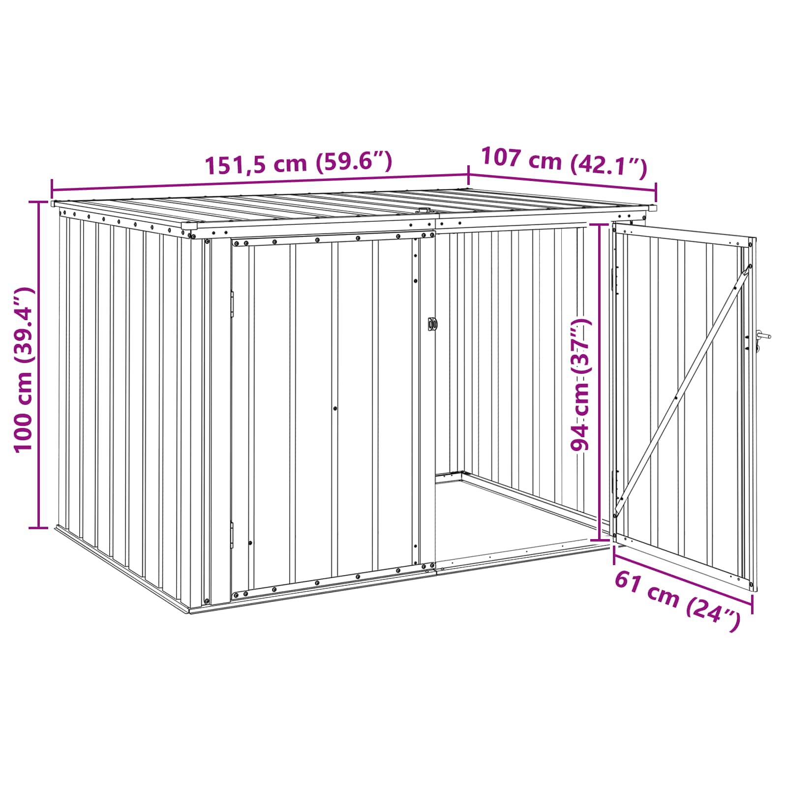 Sodo saugojimo dėžė Juoda 151,5 x 107 x 100 cm Plienas Sodo saugojimo dėžė Juoda 151,5 x 107 x 100 cm Plienas - Image 15