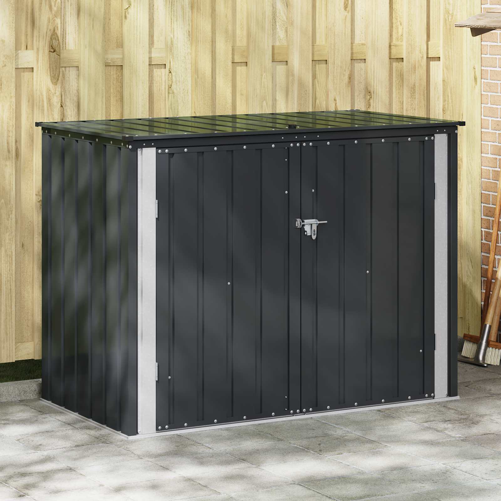 Sodo saugojimo dėžė Juoda 151,5 x 82 x 110,5 cm Plienas Sodo saugojimo dėžė Juoda 151,5 x 82 x 110,5 cm Plienas - Image 2