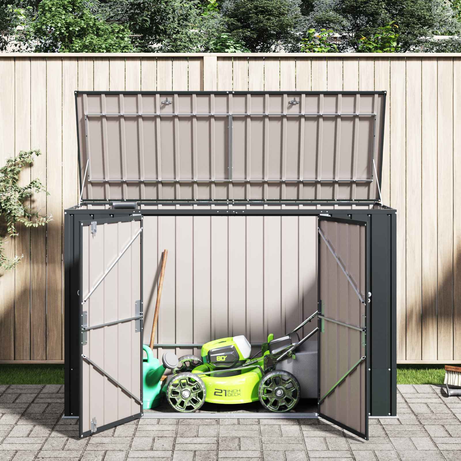 Sodo saugojimo dėžė Juoda 214 x 82 x 132 cm Plienas Sodo saugojimo dėžė Juoda 214 x 82 x 132 cm Plienas - Image 6