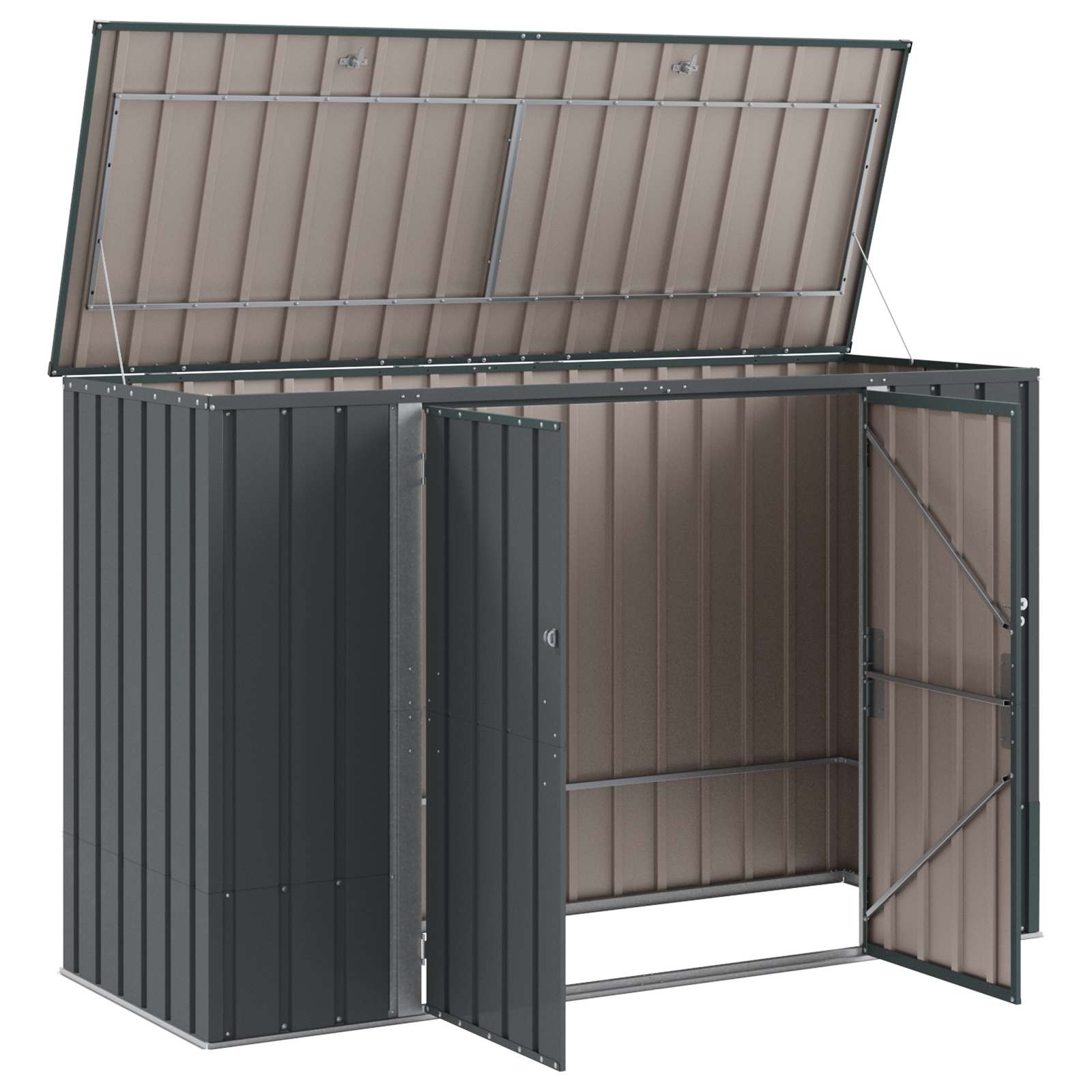 Sodo saugojimo dėžė Juoda 214 x 82 x 132 cm Plienas Sodo saugojimo dėžė Juoda 214 x 82 x 132 cm Plienas - Image 7