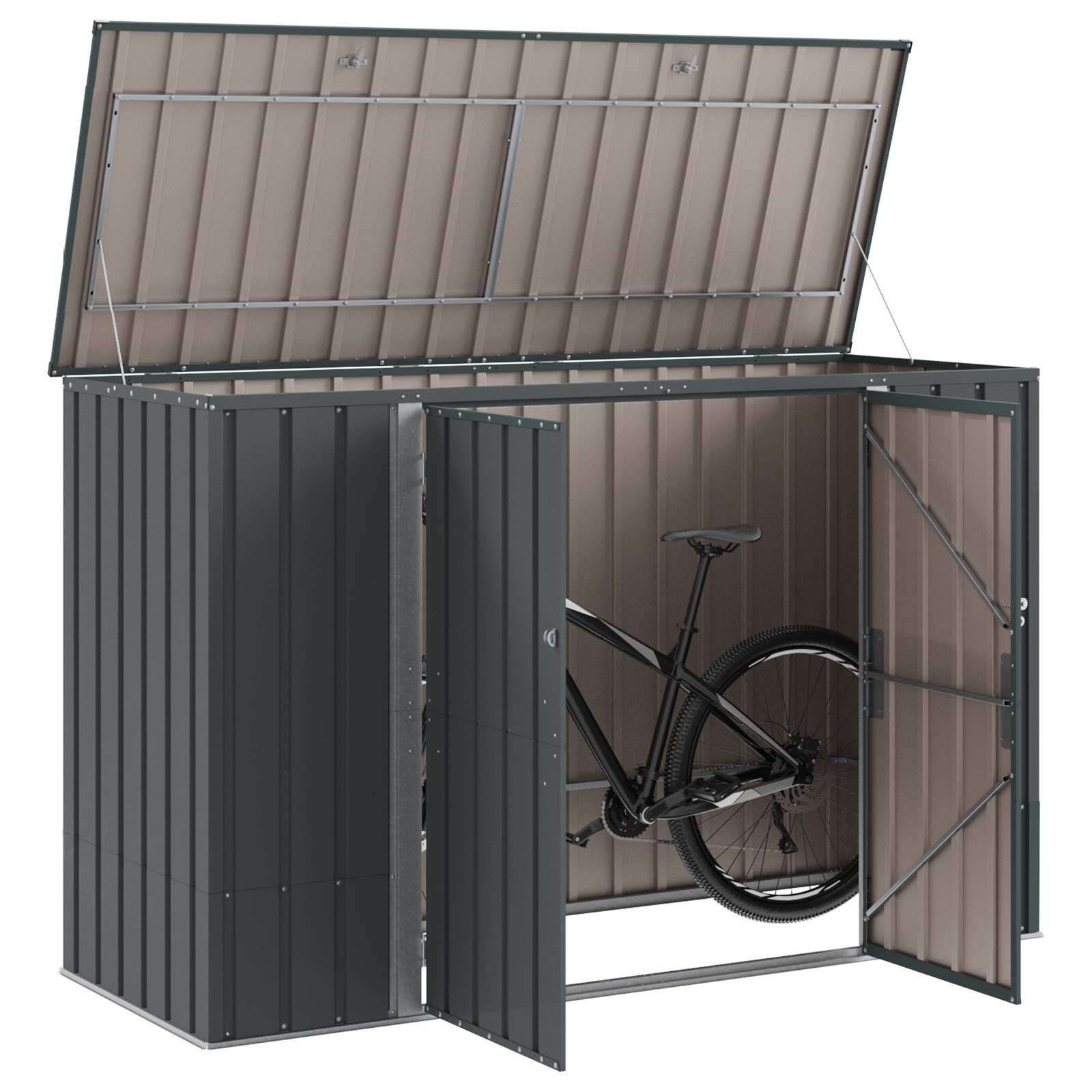 Sodo saugojimo dėžė Juoda 214 x 82 x 132 cm Plienas Sodo saugojimo dėžė Juoda 214 x 82 x 132 cm Plienas - Image 4