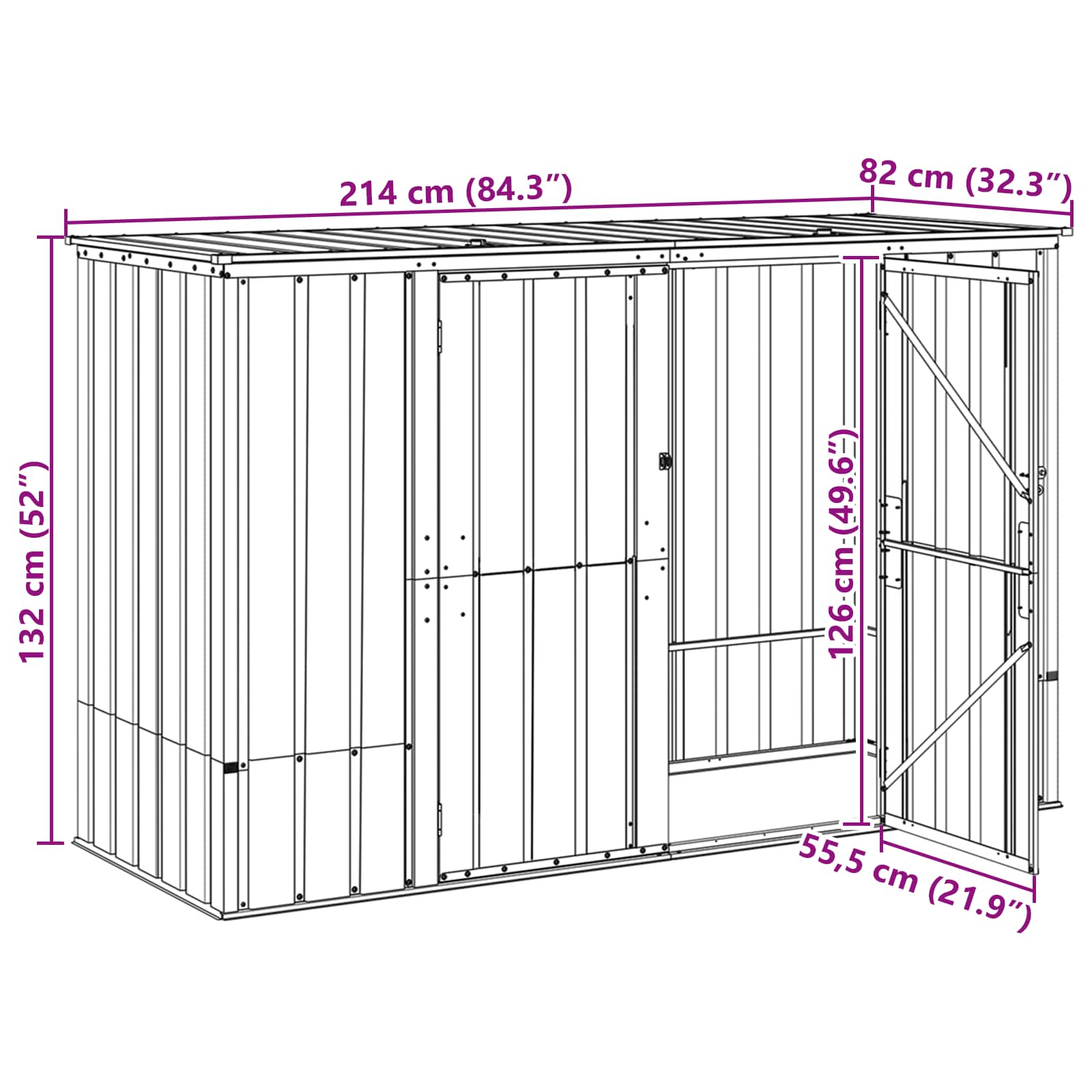 Sodo saugojimo dėžė Juoda 214 x 82 x 132 cm Plienas Sodo saugojimo dėžė Juoda 214 x 82 x 132 cm Plienas - Image 15