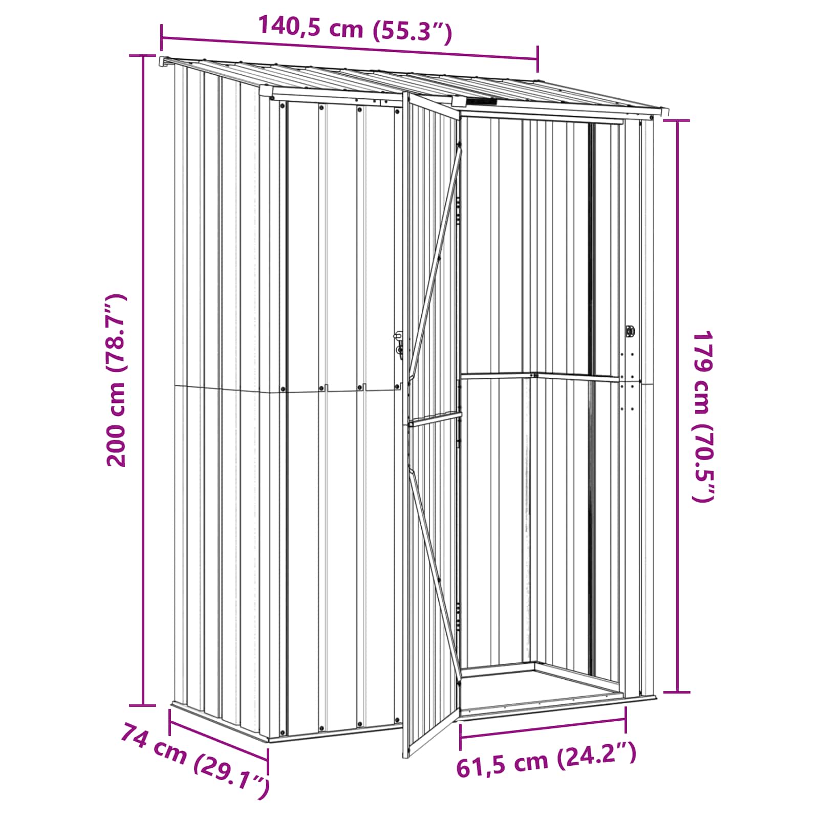 Sodo pašiūrės Ruda 140,5 x 74 x 200 cm Metalas Sodo pašiūrės Ruda 140,5 x 74 x 200 cm Metalas - Image 12