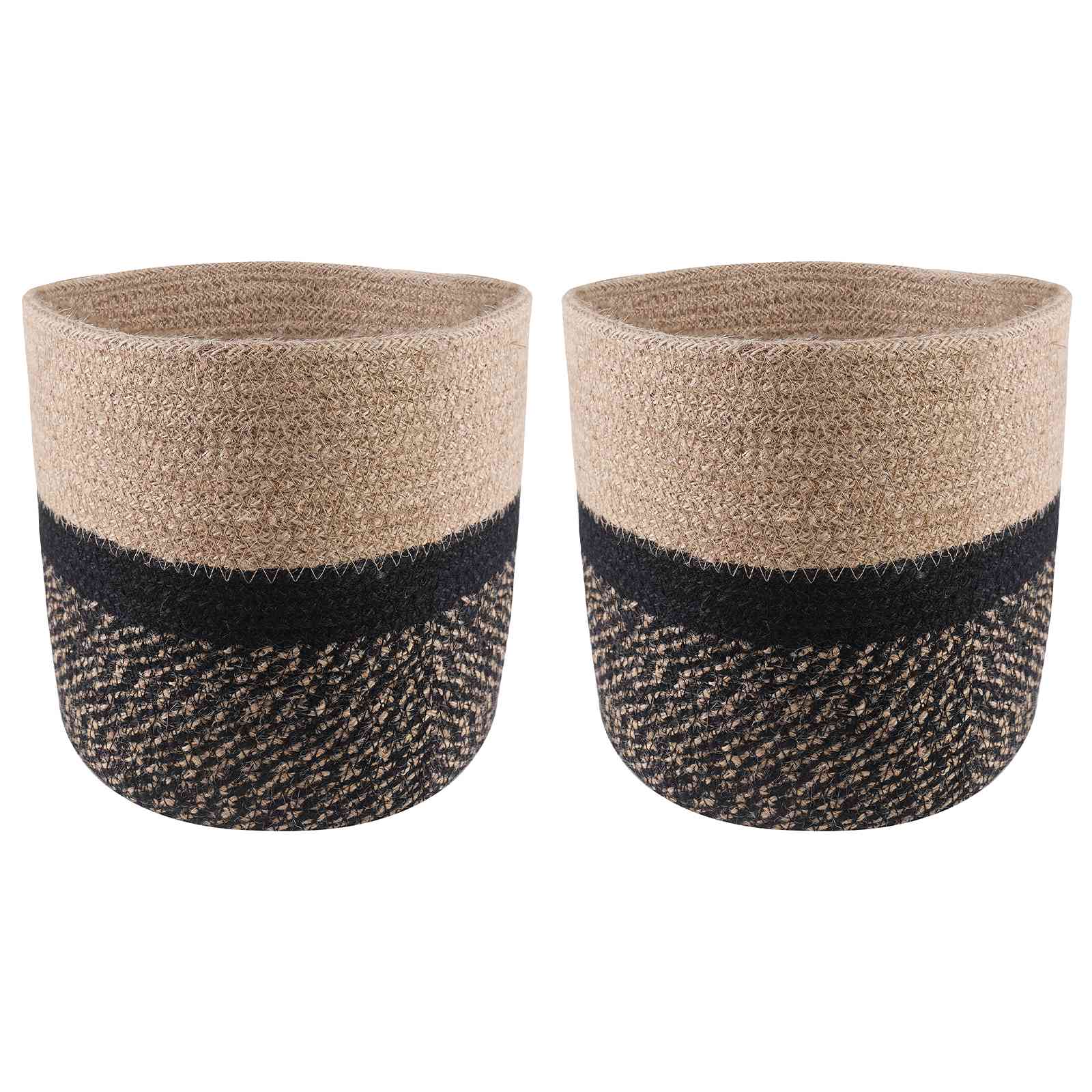 Vazonų rinkinys 2 vnt. Natūrali ir juoda Ø 21 x 21 cm Vazonų rinkinys 2 vnt. Natūrali ir juoda Ø 21 x 21 cm - Image 3