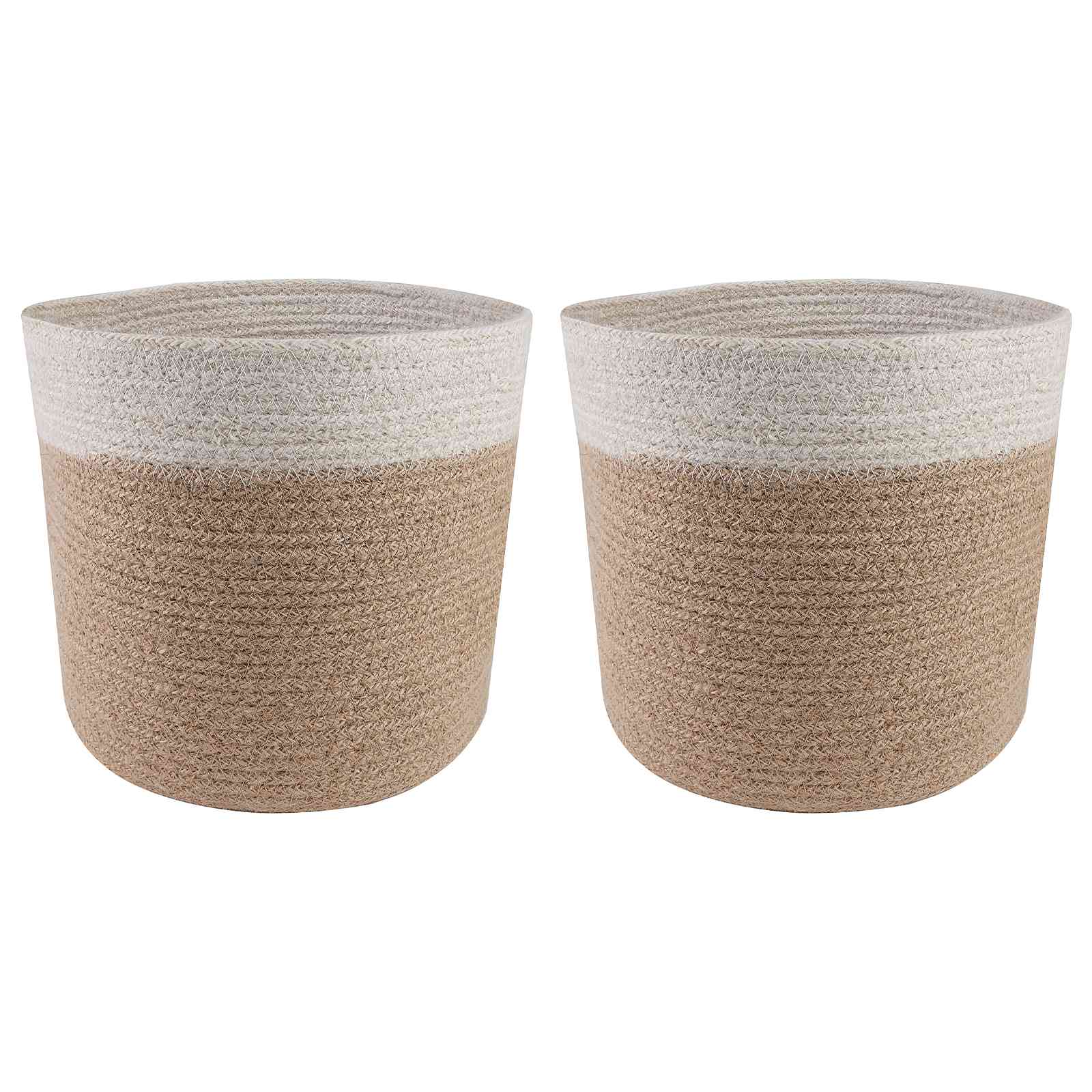 Vazonų rinkinys 2 vnt. Natūrali ir Balta Ø 21 x 21 cm Vazonų rinkinys 2 vnt. Natūrali ir Balta Ø 21 x 21 cm - Image 2