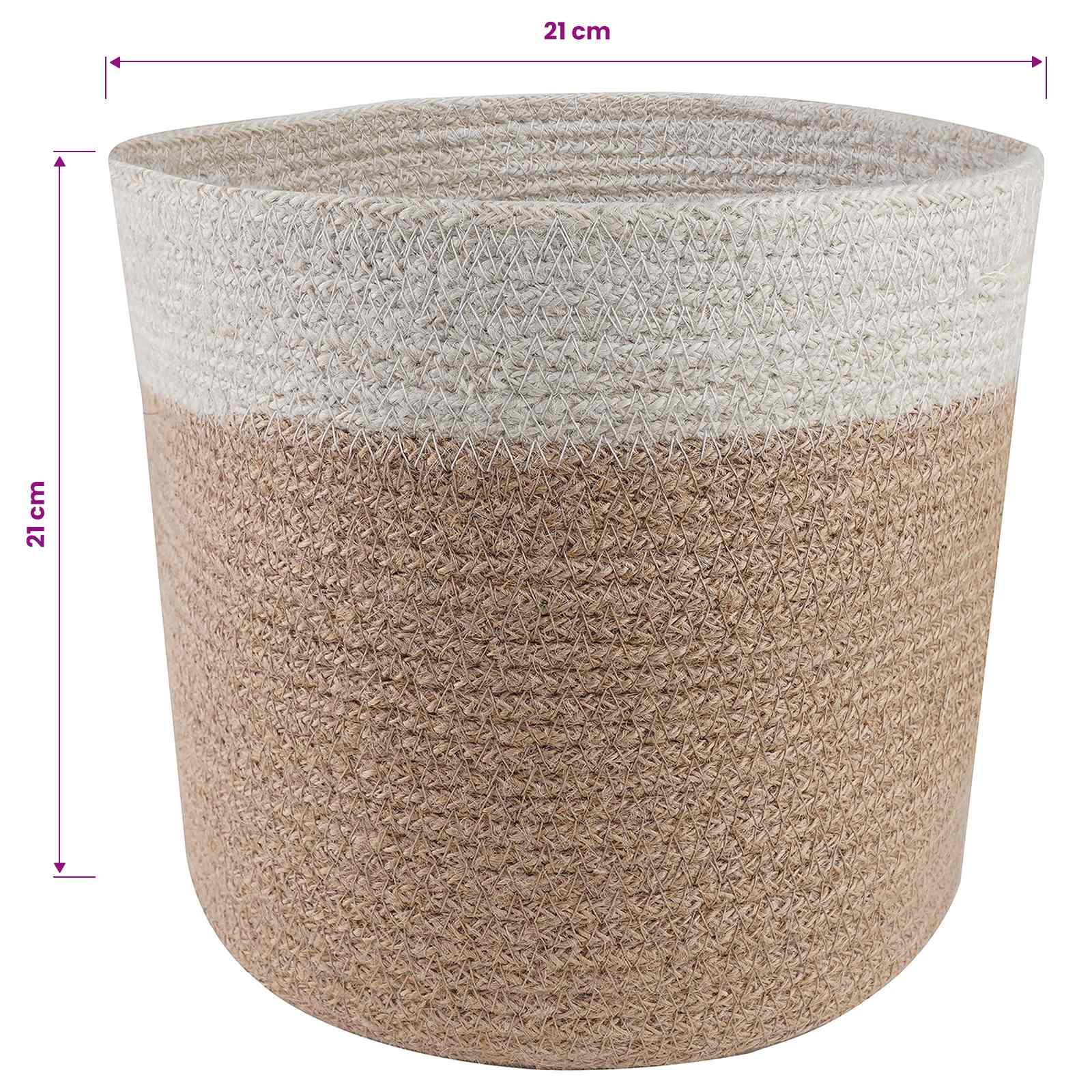 Vazonų rinkinys 2 vnt. Natūrali ir Balta Ø 21 x 21 cm Vazonų rinkinys 2 vnt. Natūrali ir Balta Ø 21 x 21 cm
