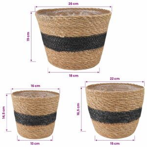 3 vnt. Natūrali ir juoda Ø26 x 19 cm 100% Jūros žolė