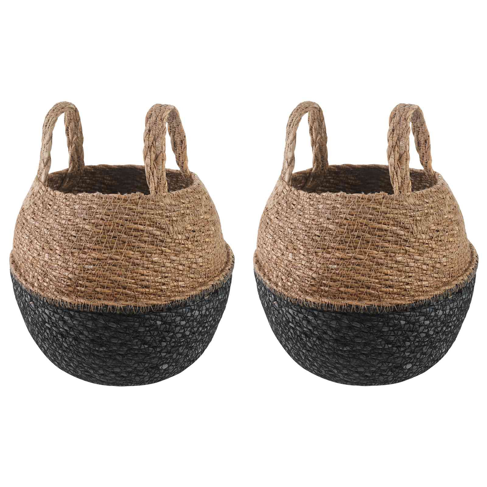 Vazonas su rankenomis 2 vnt. Juoda Ø 22 x 20 cm 100% Jūros žolė Vazonas su rankenomis 2 vnt. Juoda Ø 22 x 20 cm 100% Jūros žolė - Image 2