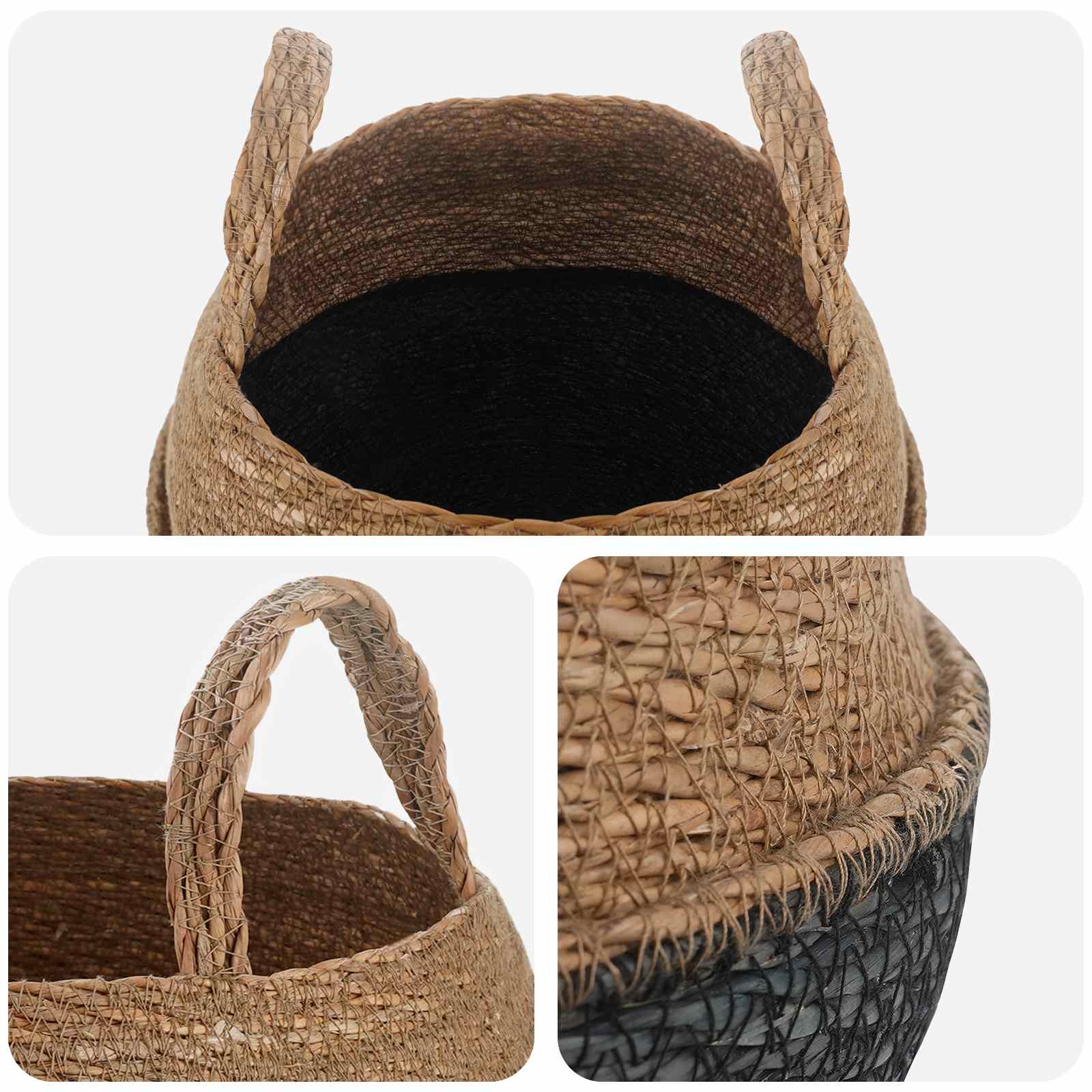 Vazonas su rankenomis 2 vnt. Juoda Ø 32 x 32 cm 100% Jūros žolė Vazonas su rankenomis 2 vnt. Juoda Ø 32 x 32 cm 100% Jūros žolė - Image 4