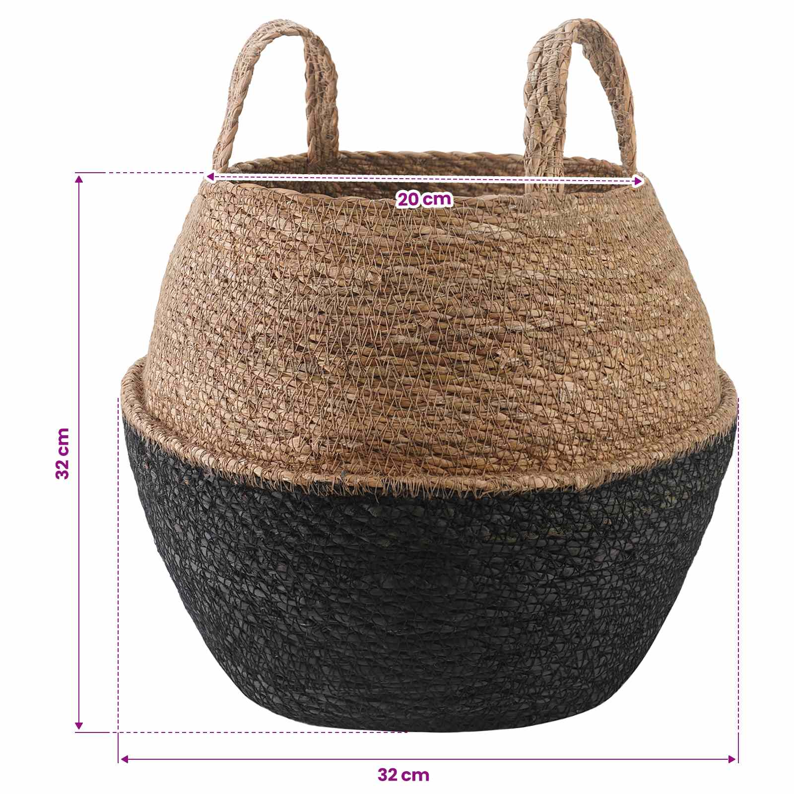 Vazonas su rankenomis 2 vnt. Juoda Ø 32 x 32 cm 100% Jūros žolė Vazonas su rankenomis 2 vnt. Juoda Ø 32 x 32 cm 100% Jūros žolė